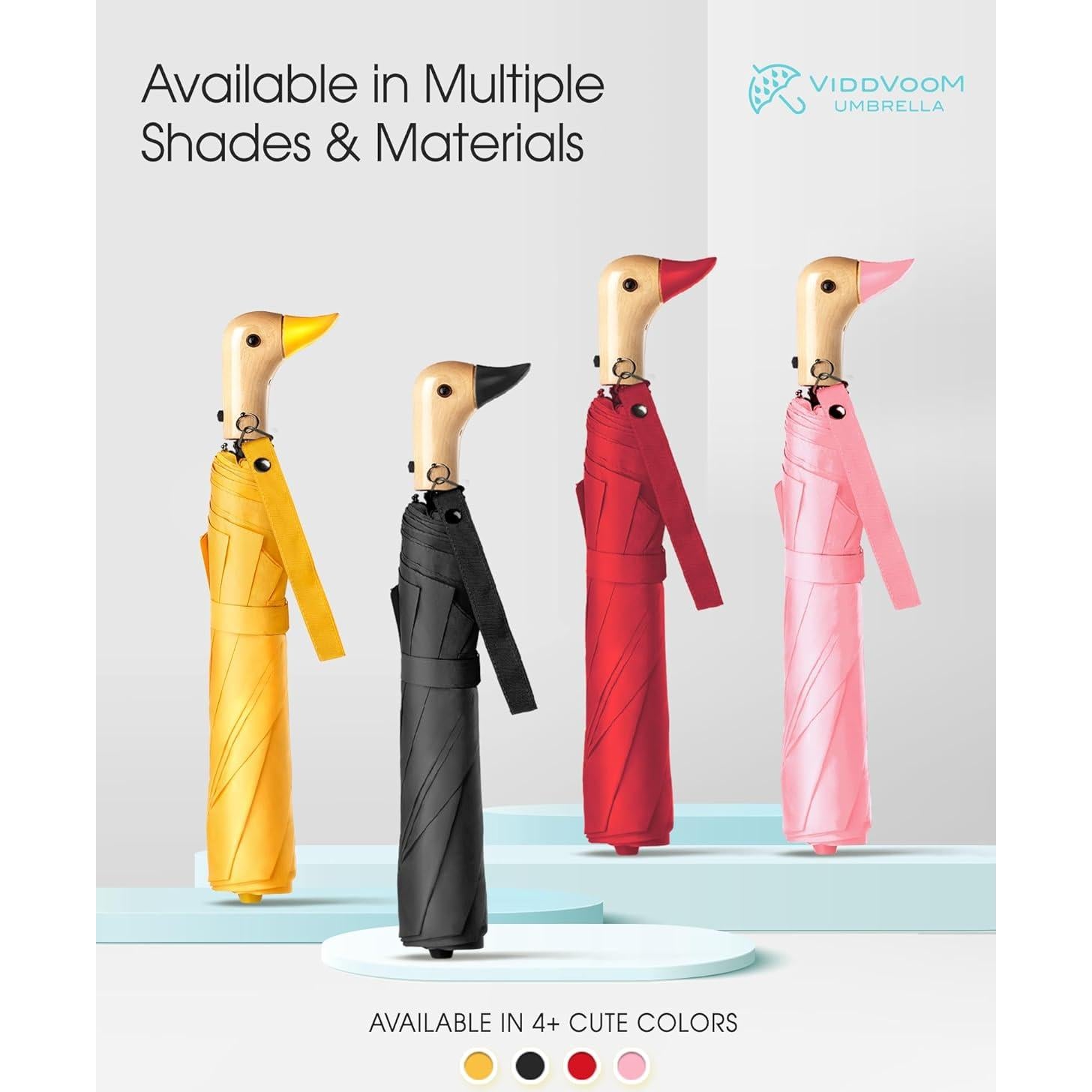 Paraguas Compacto de Viaje con Mango de Pato - Azul