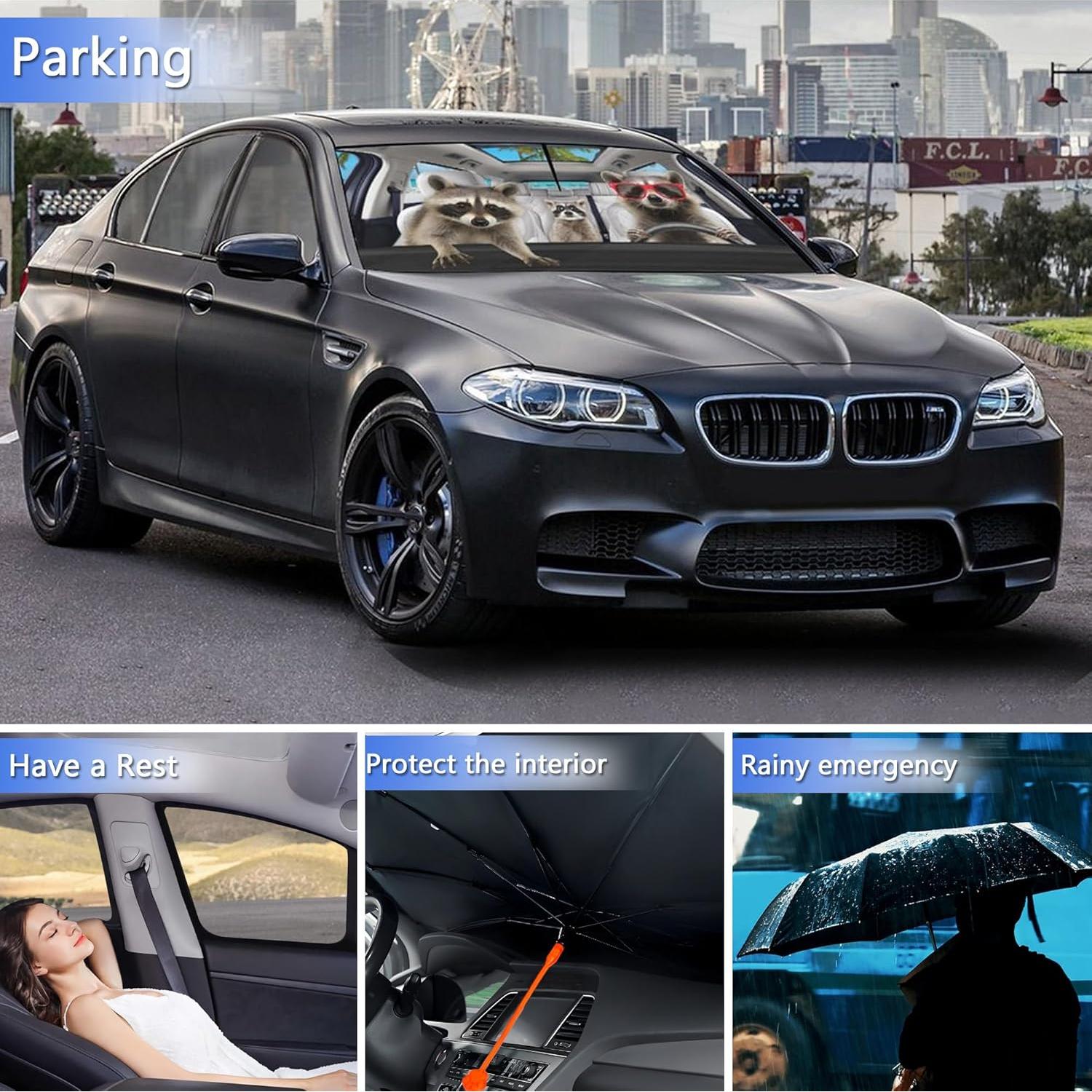 Paraguas Sombra para Parabrisas Raccoon 144.78x76.2 cm