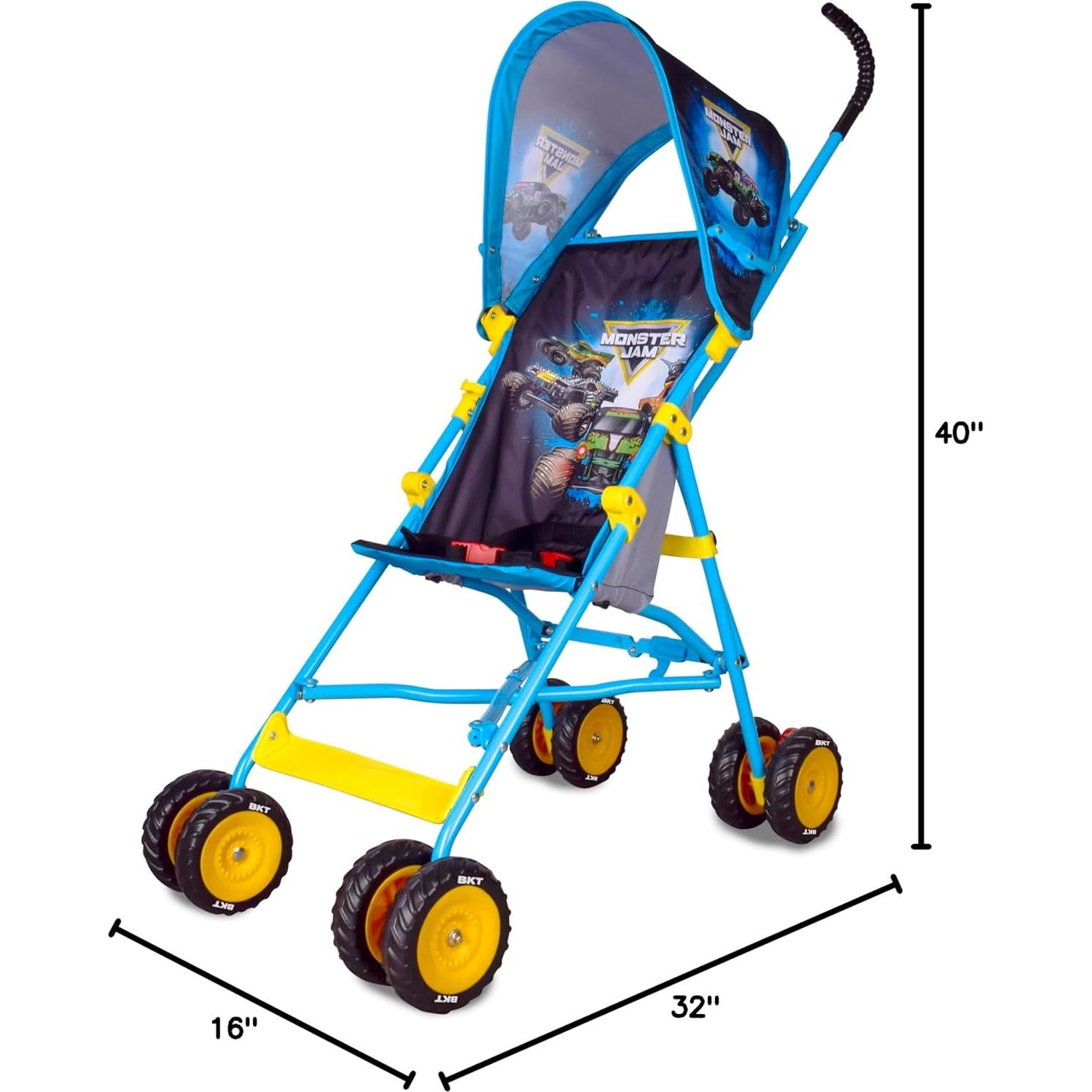 Carrito de Paseo Monster Jam Plegable Azul para Niños