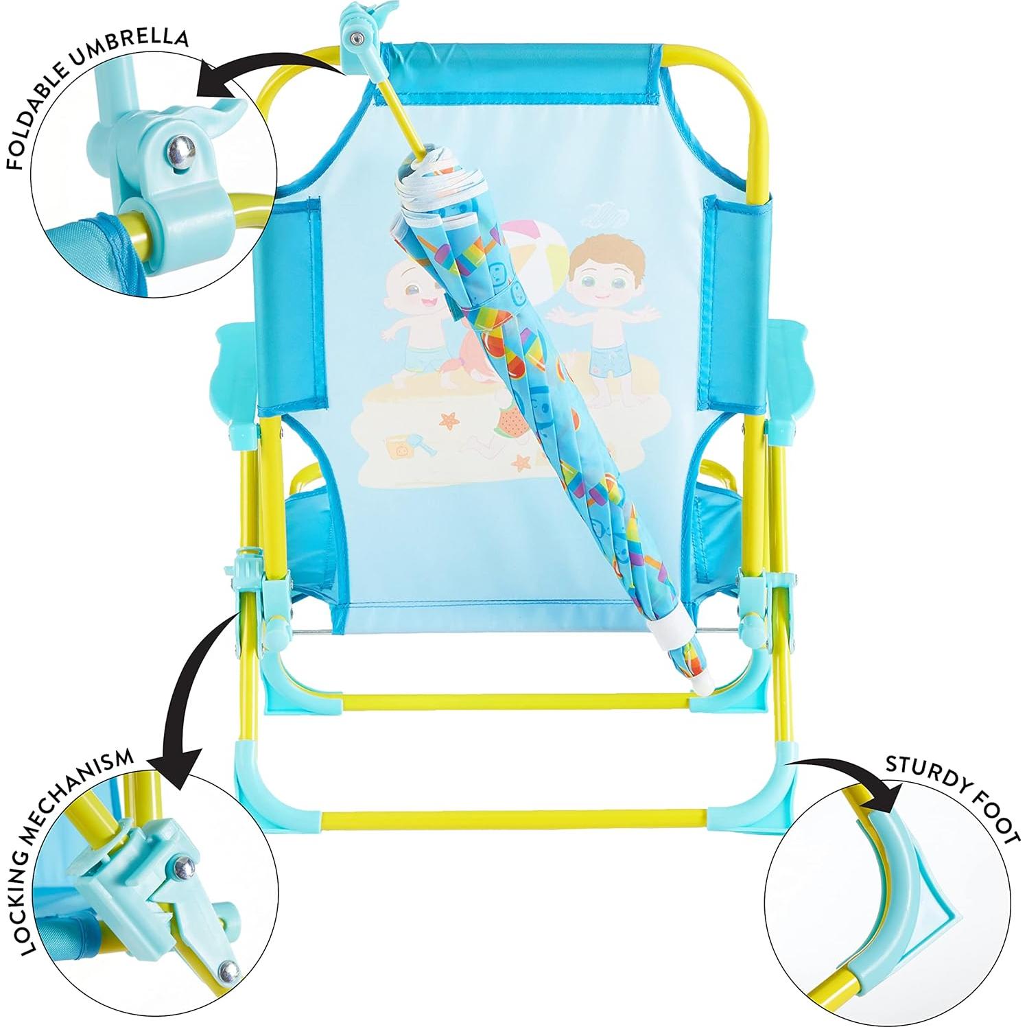 Silla de Playa Plegable Idea Nuova Cocomelon con Paraguas