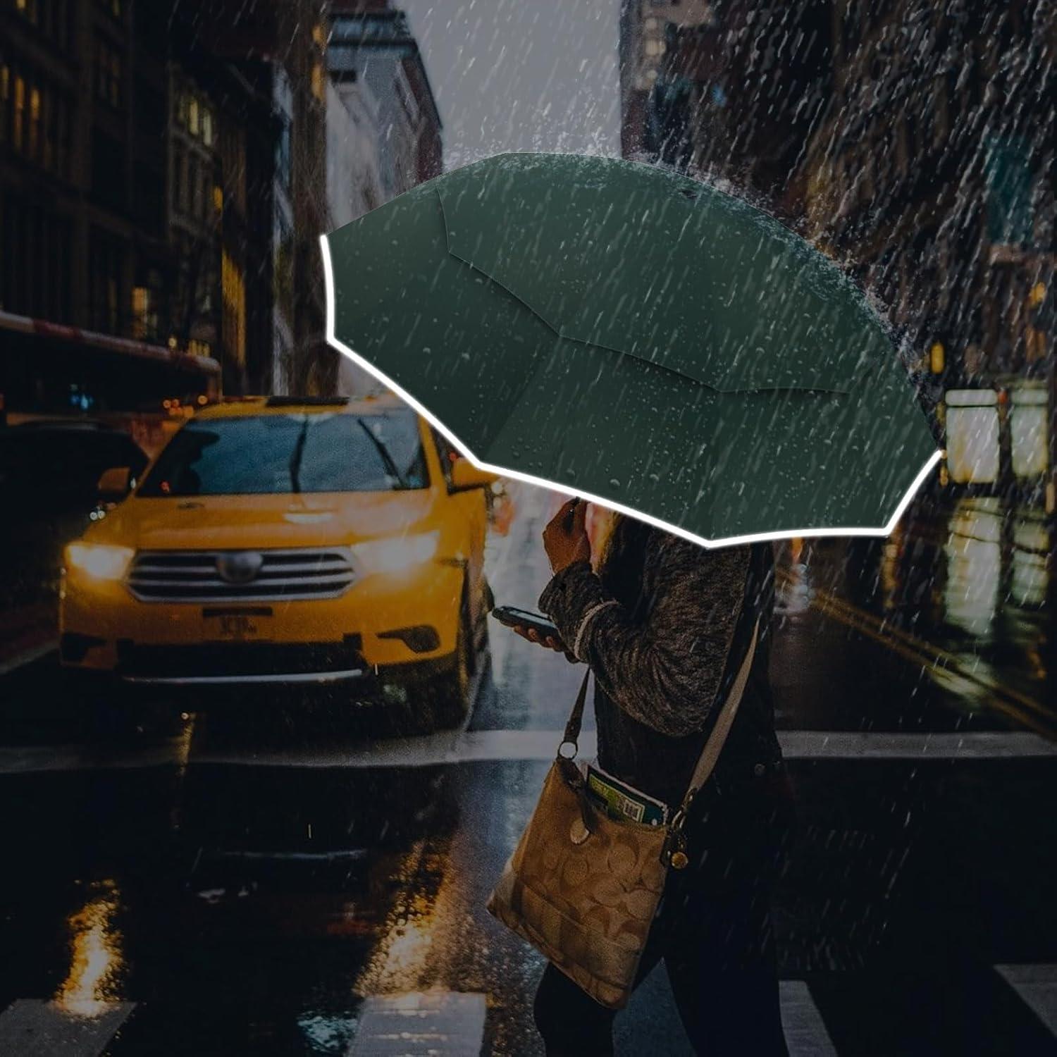 Paraguas Compacto Urvoix Verde Salvia 10 Varillas Antiviento