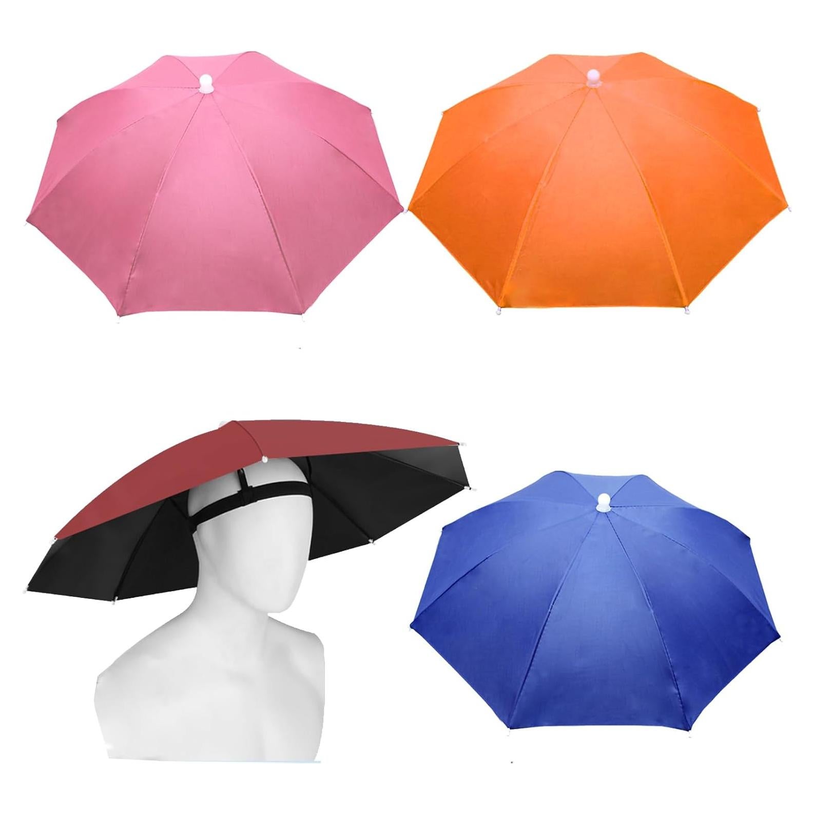 Paquete de 4 Sombreros Paraguas MUFEKUM Plegables 69cm