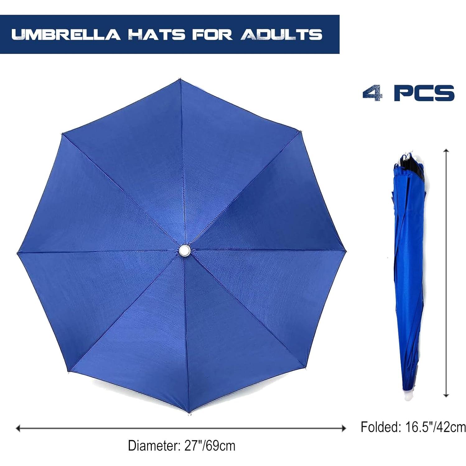 Paquete de 4 Sombreros Paraguas MUFEKUM Plegables 69cm