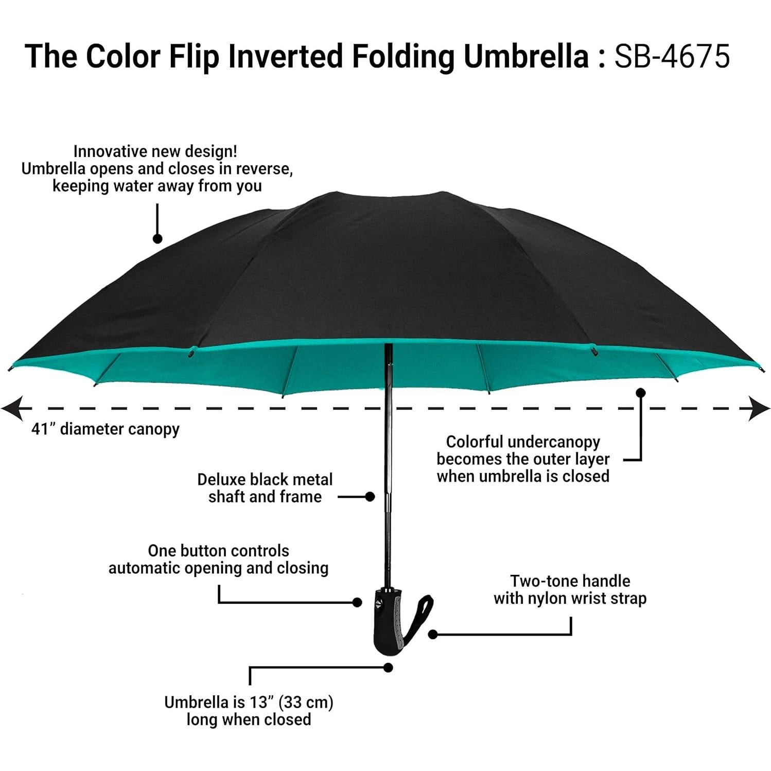 Paraguas Invertido Automático STROMBERGBRAND 116.84 cm Teal/Negro