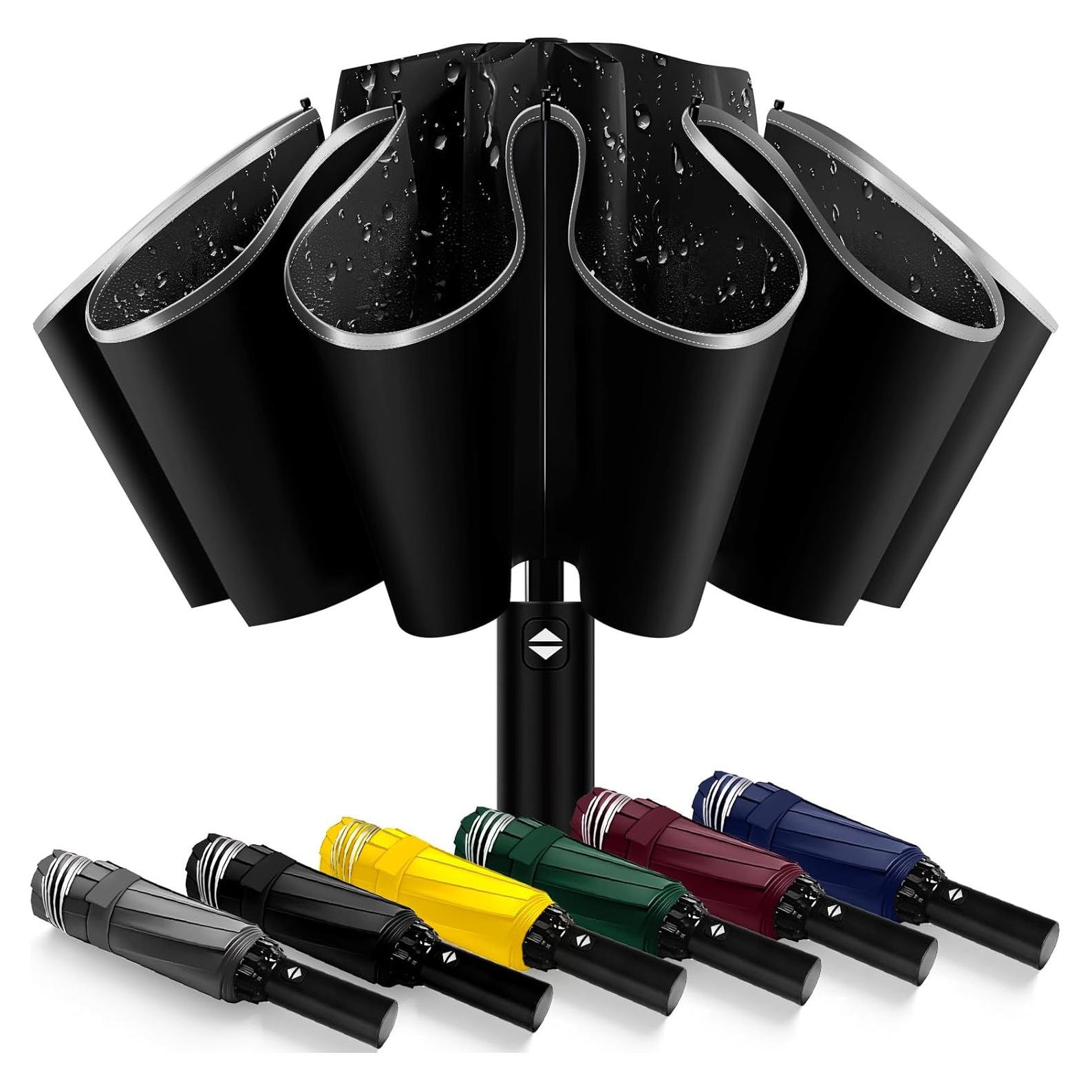 Paraguas Plegable Automático Compacto Negro 116.84cm Resistente