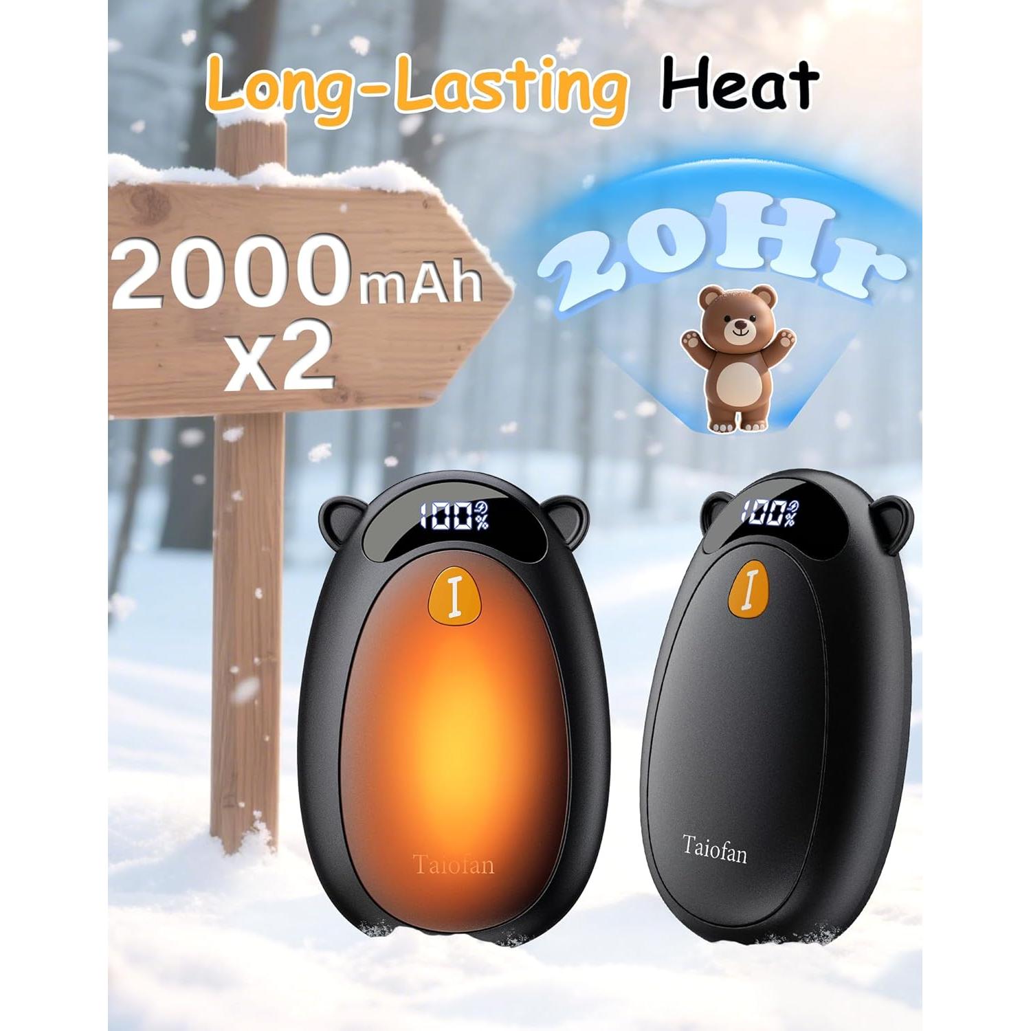 Calentadores de Manos Eléctricos Taiofan BR07, 2 Paquete, Recargables