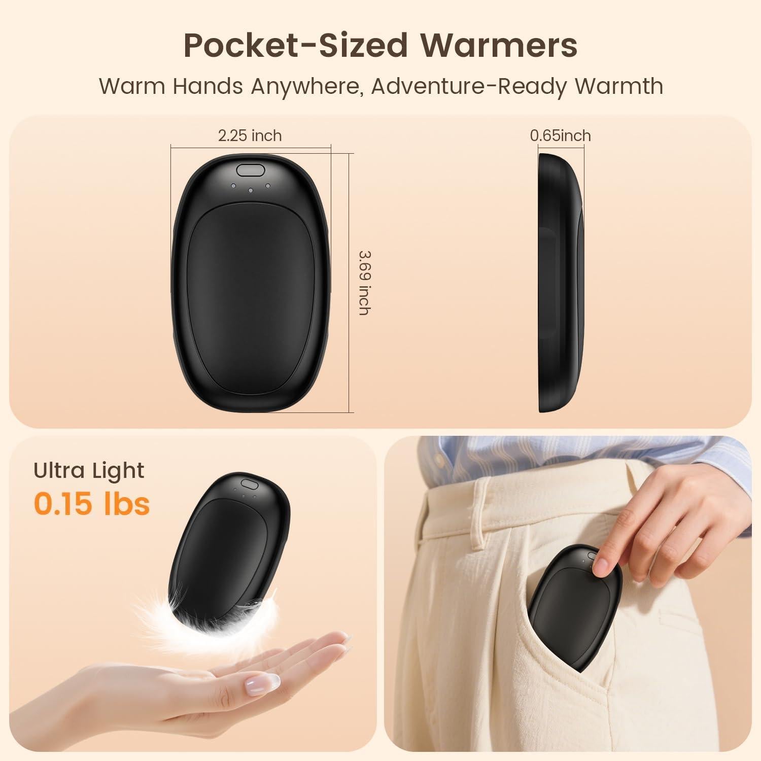 Calentadores de Manos Recargables infray TR01 - 2 Piezas USB