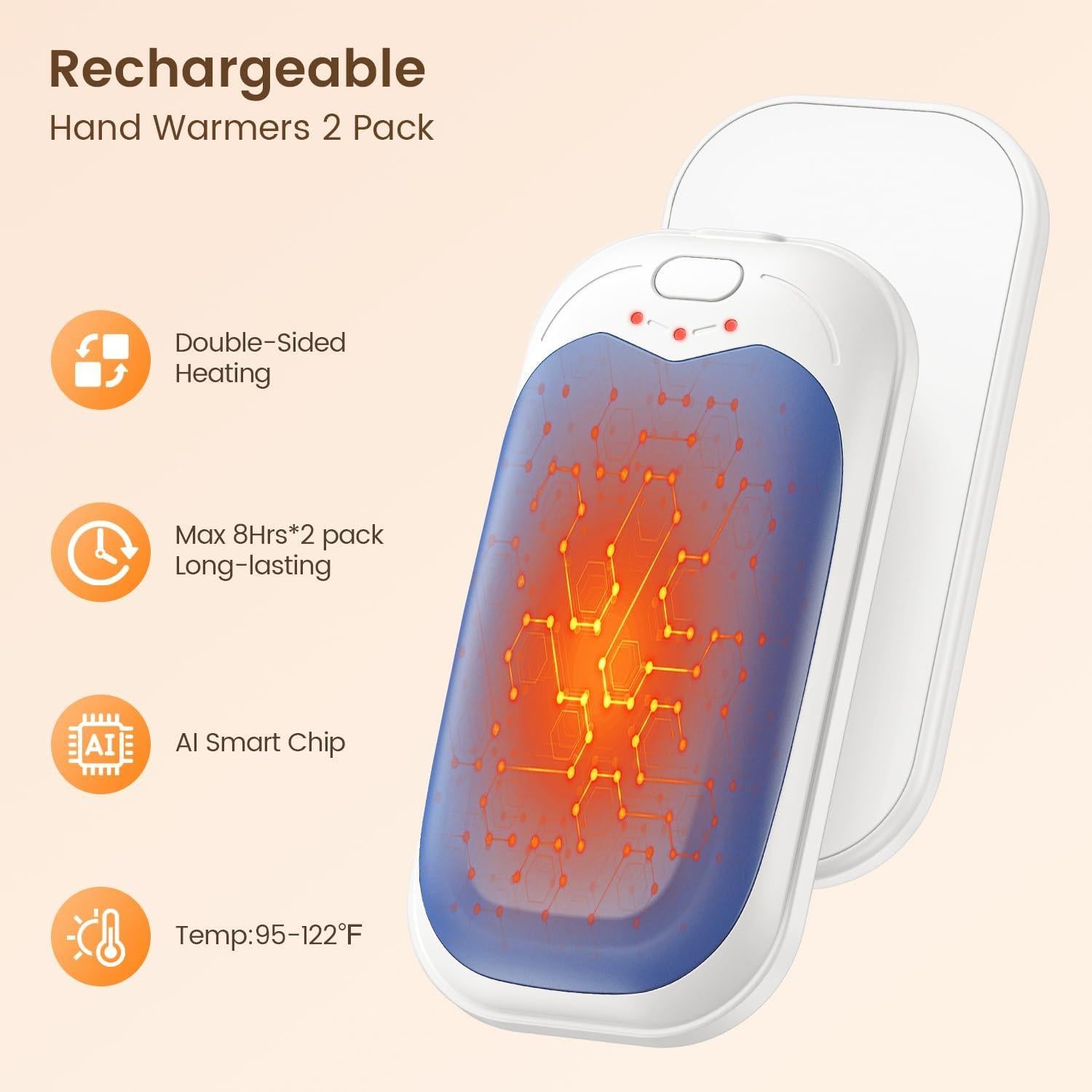 Calentadores de Manos Recargables infray MK368 USB 2 Piezas