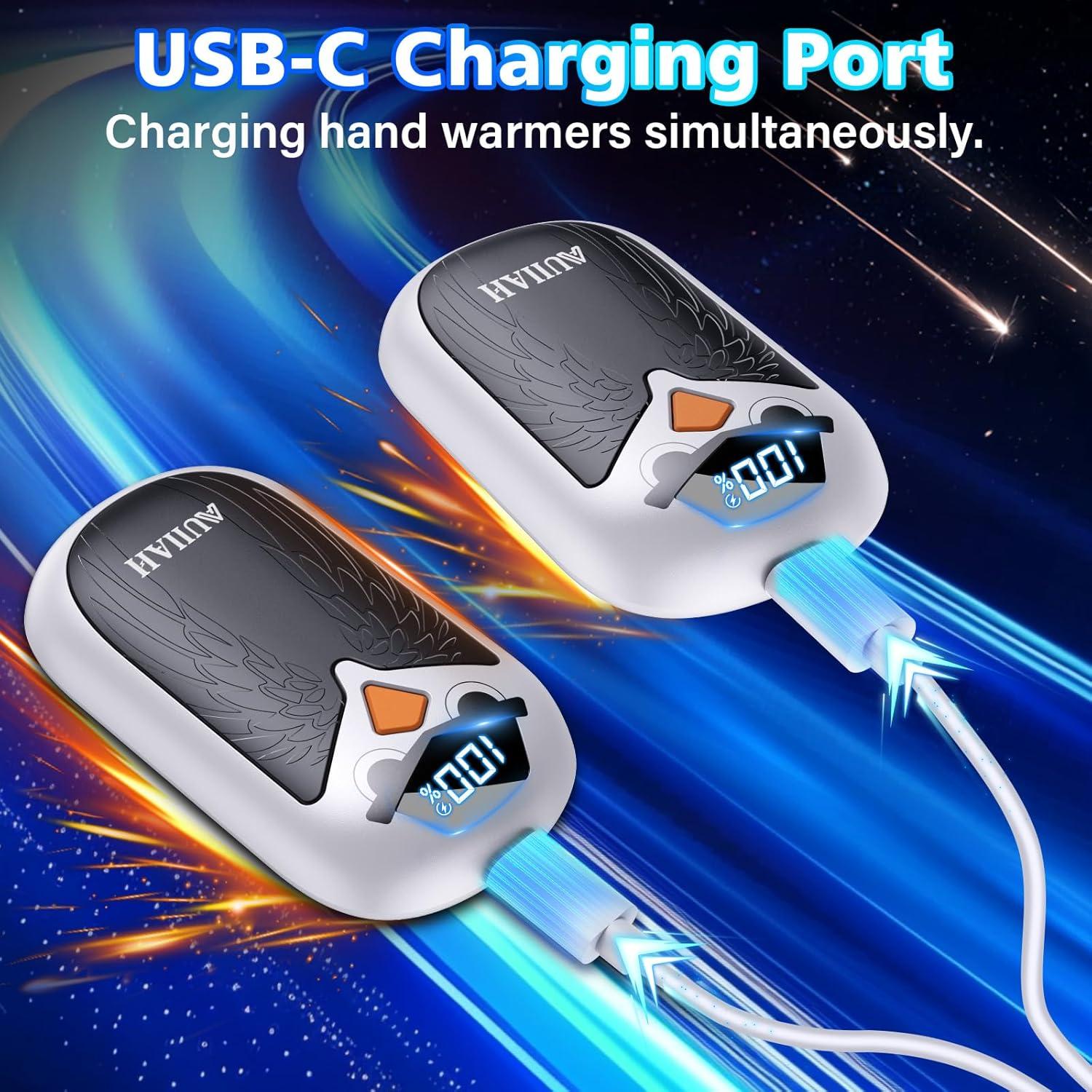 Calentadores de Manos Recargables AUIIAH YI08 2 Pzs LED 4 Niveles