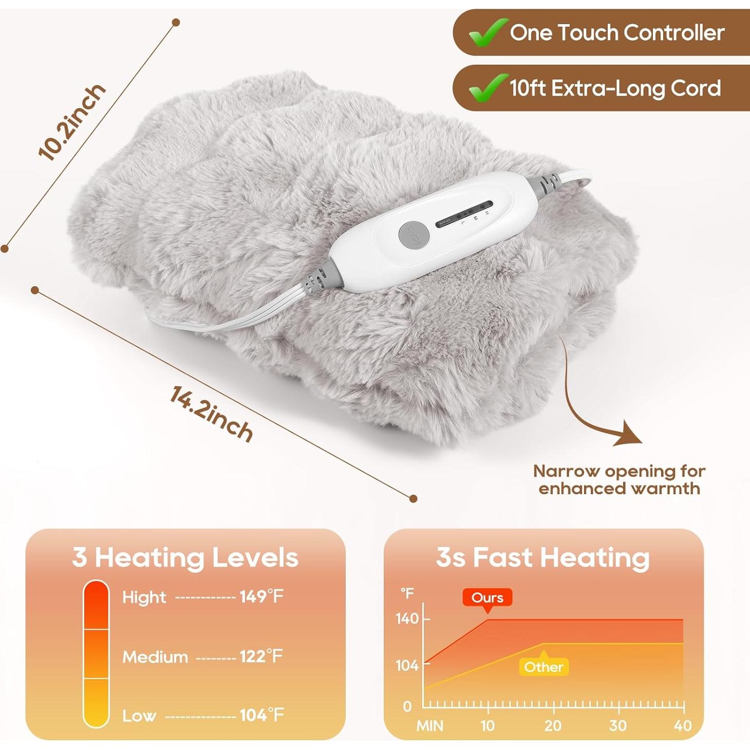 Almohadilla Térmica Doble Cara FAYKONCEN para Manos Gris