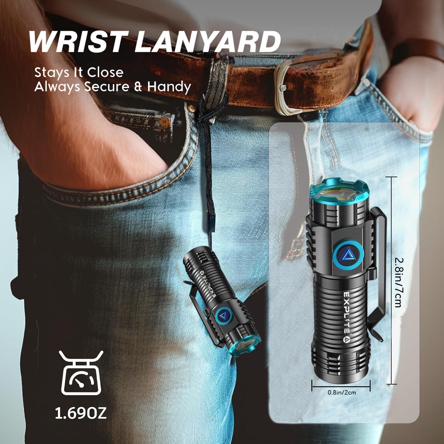 Linterna LED Recargable Explite E1000, 1200 Lúmenes, Compacta