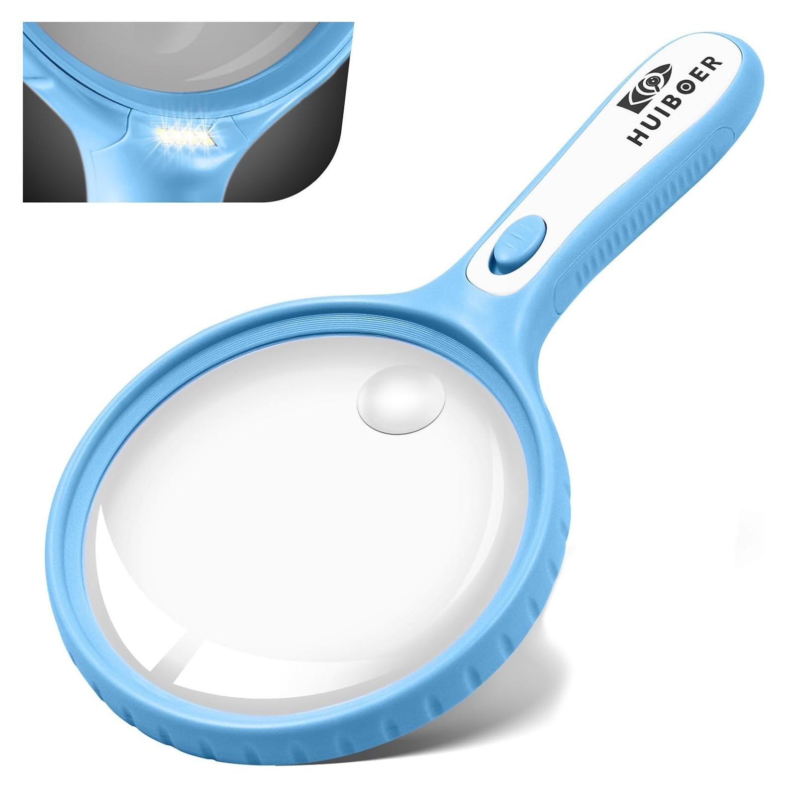 Lupa de Mano Huiboer 135mm con Luz LED 10X 20X para Lectura