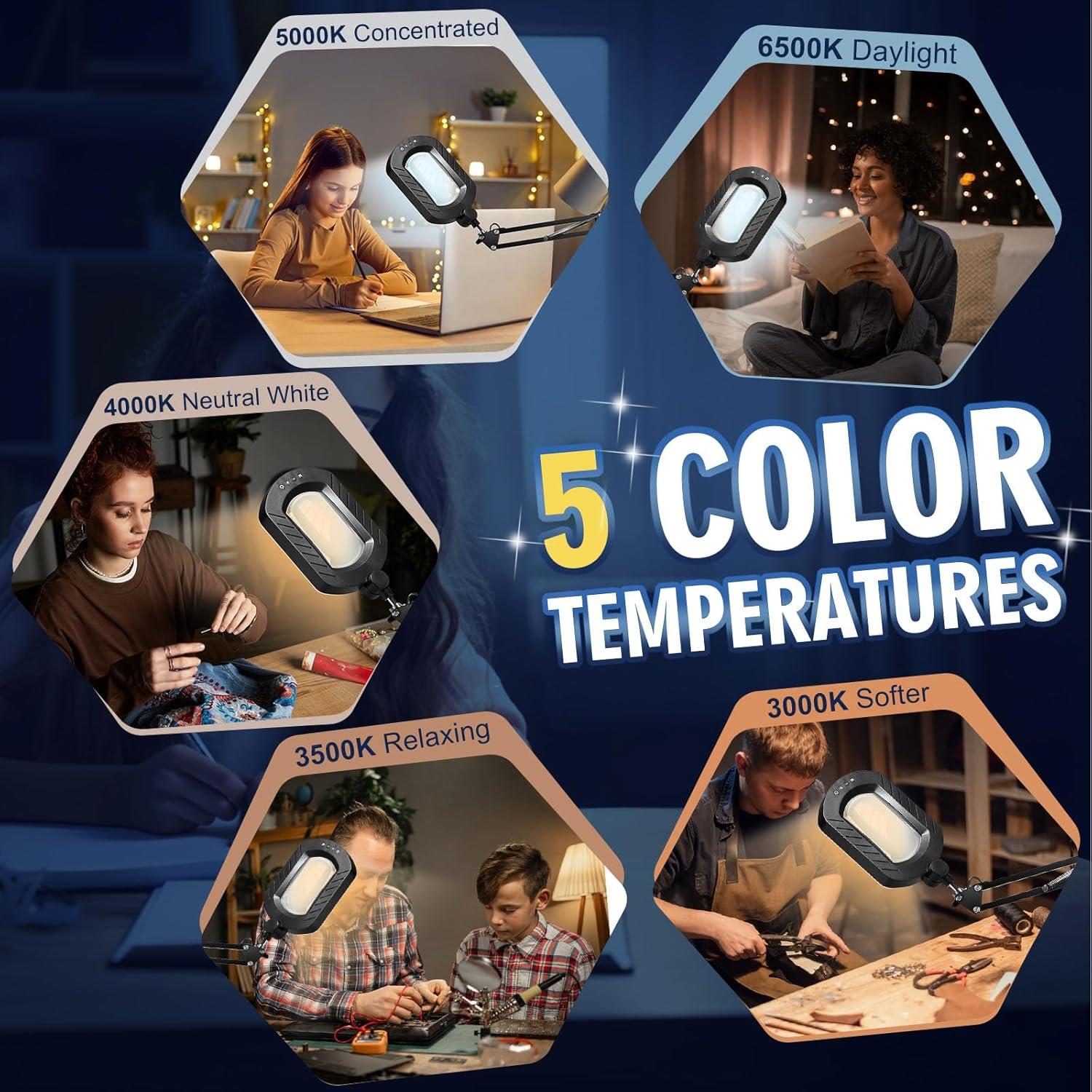 Lupa iluminada 12X Toolastra con luz LED y soporte ajustable