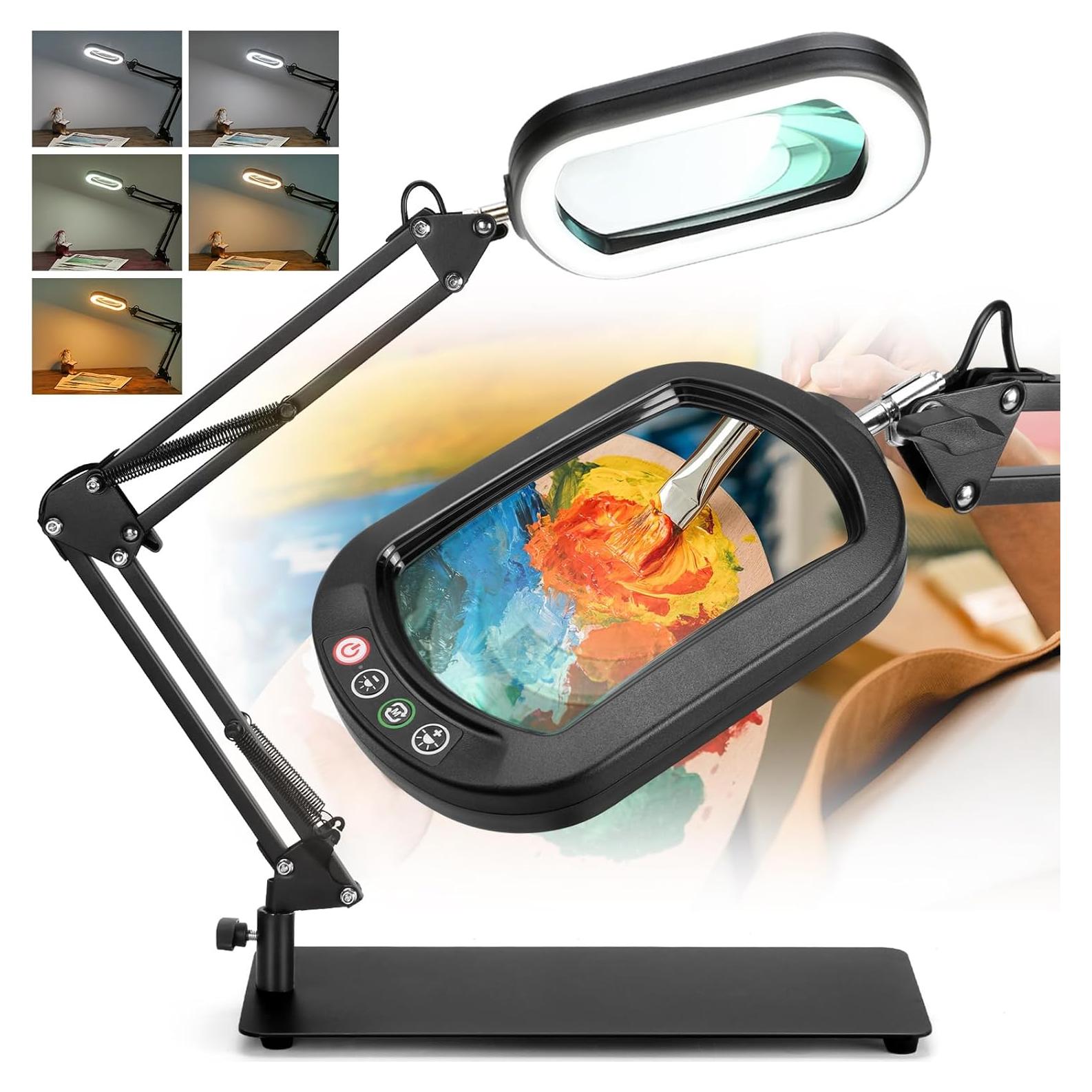 Lupa Iluminada 10X IVMAIE con Luz LED y Soporte Ajustable