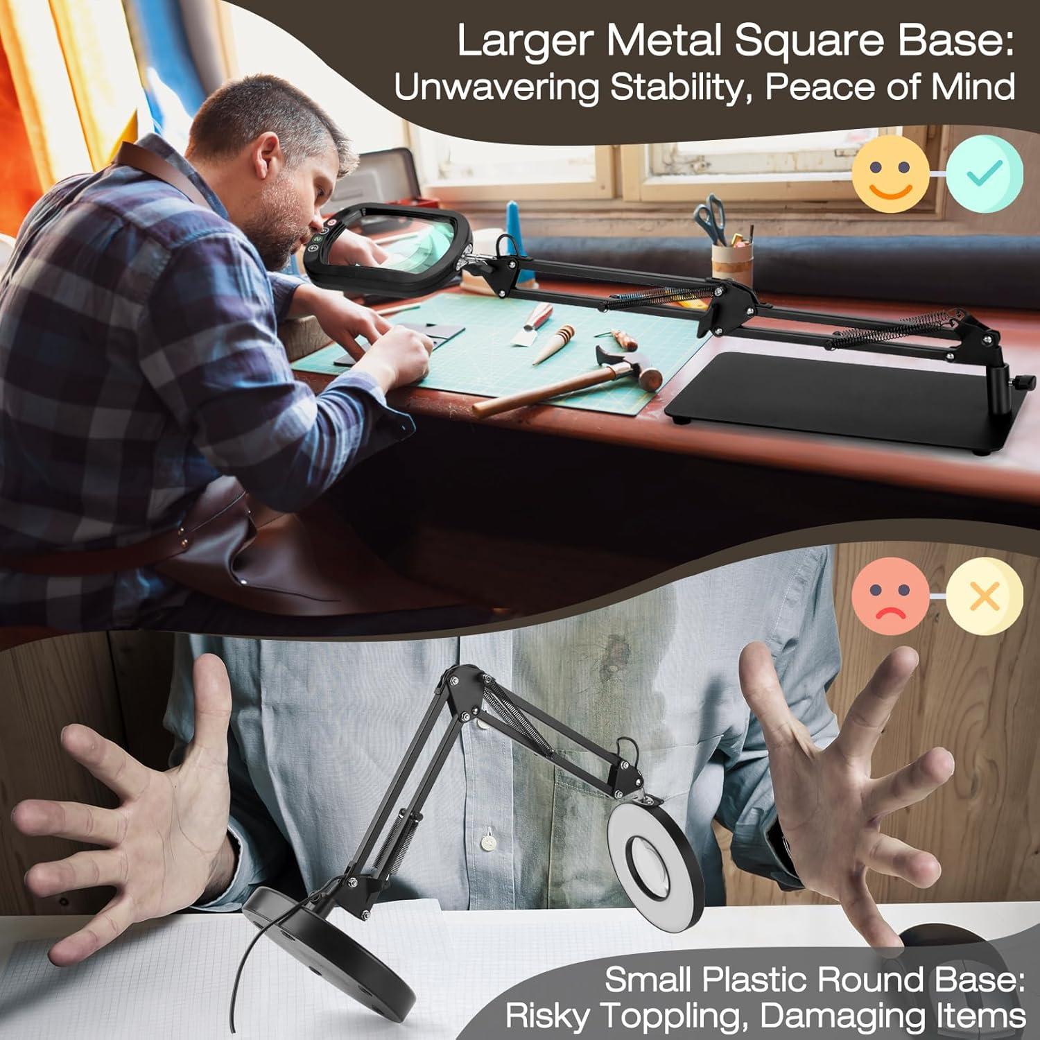 Lupa Iluminada 10X IVMAIE con Luz LED y Soporte Ajustable