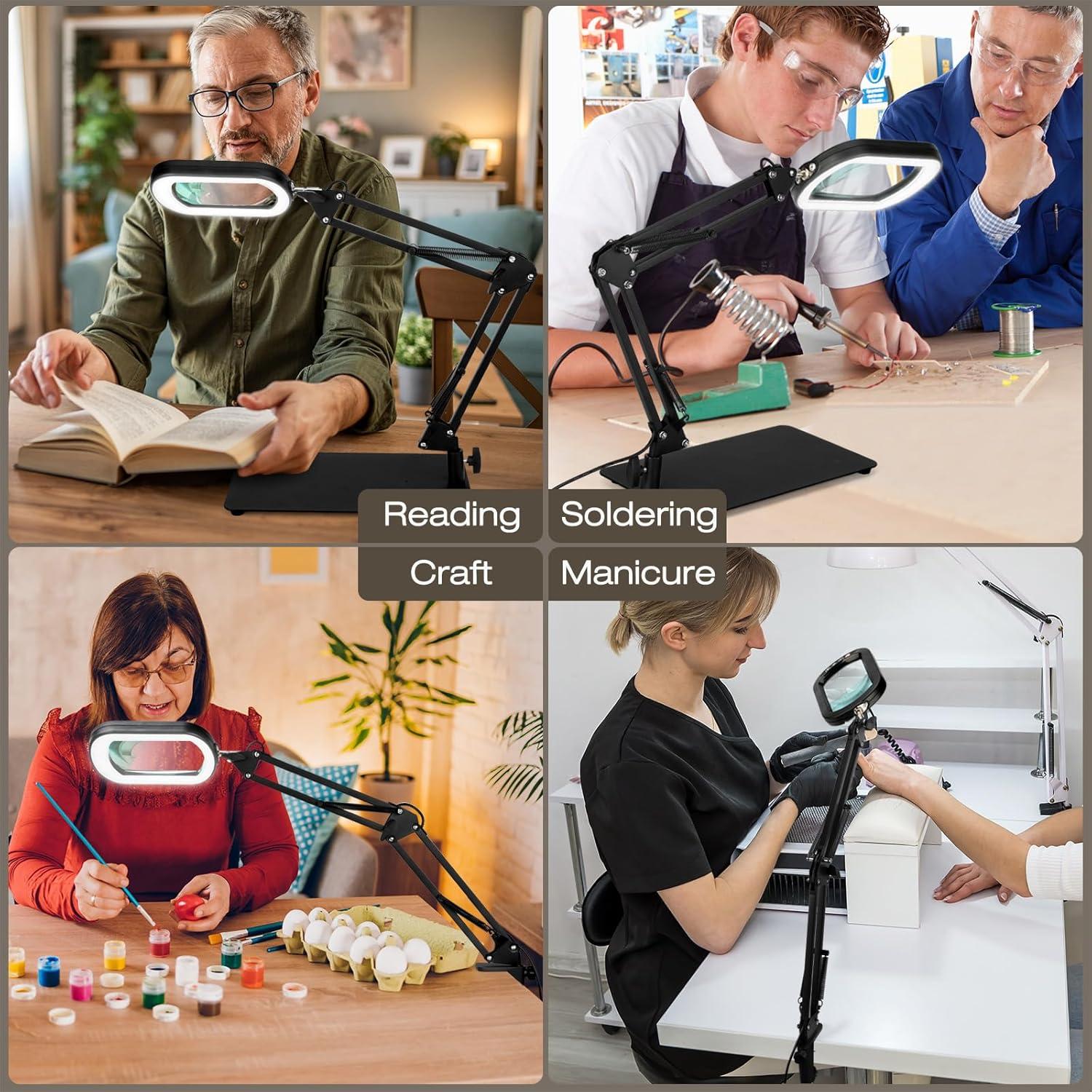 Lupa Iluminada 10X IVMAIE con Luz LED y Soporte Ajustable