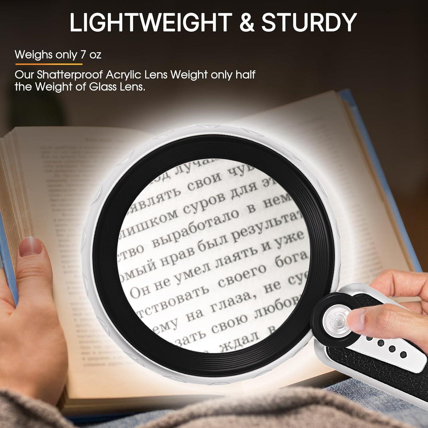 Lupa de Mano Huiboer 45X con Luz LED Recargable USB