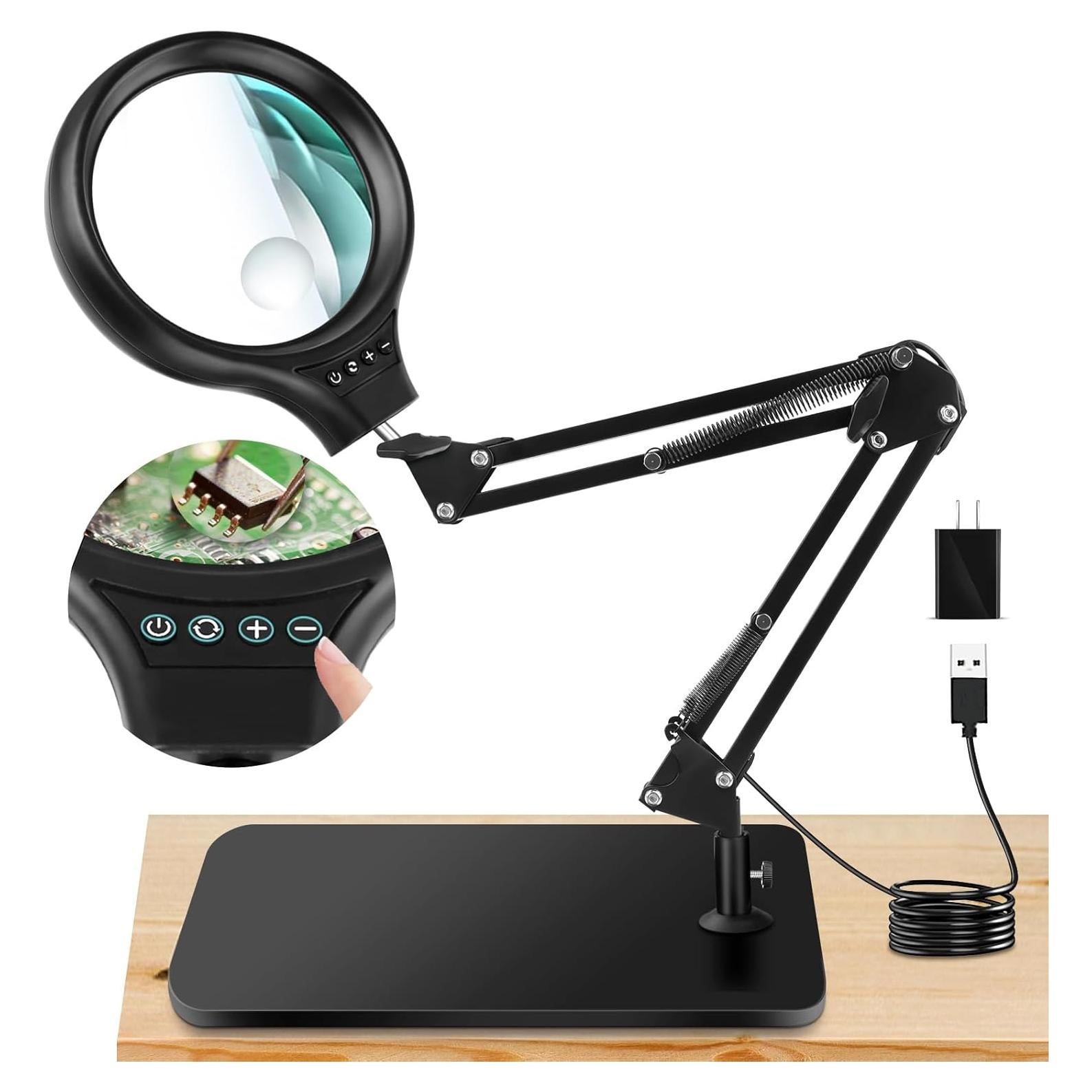 Lupa LED 10X 30X NZQXJXZ con Soporte y Luz Regulable