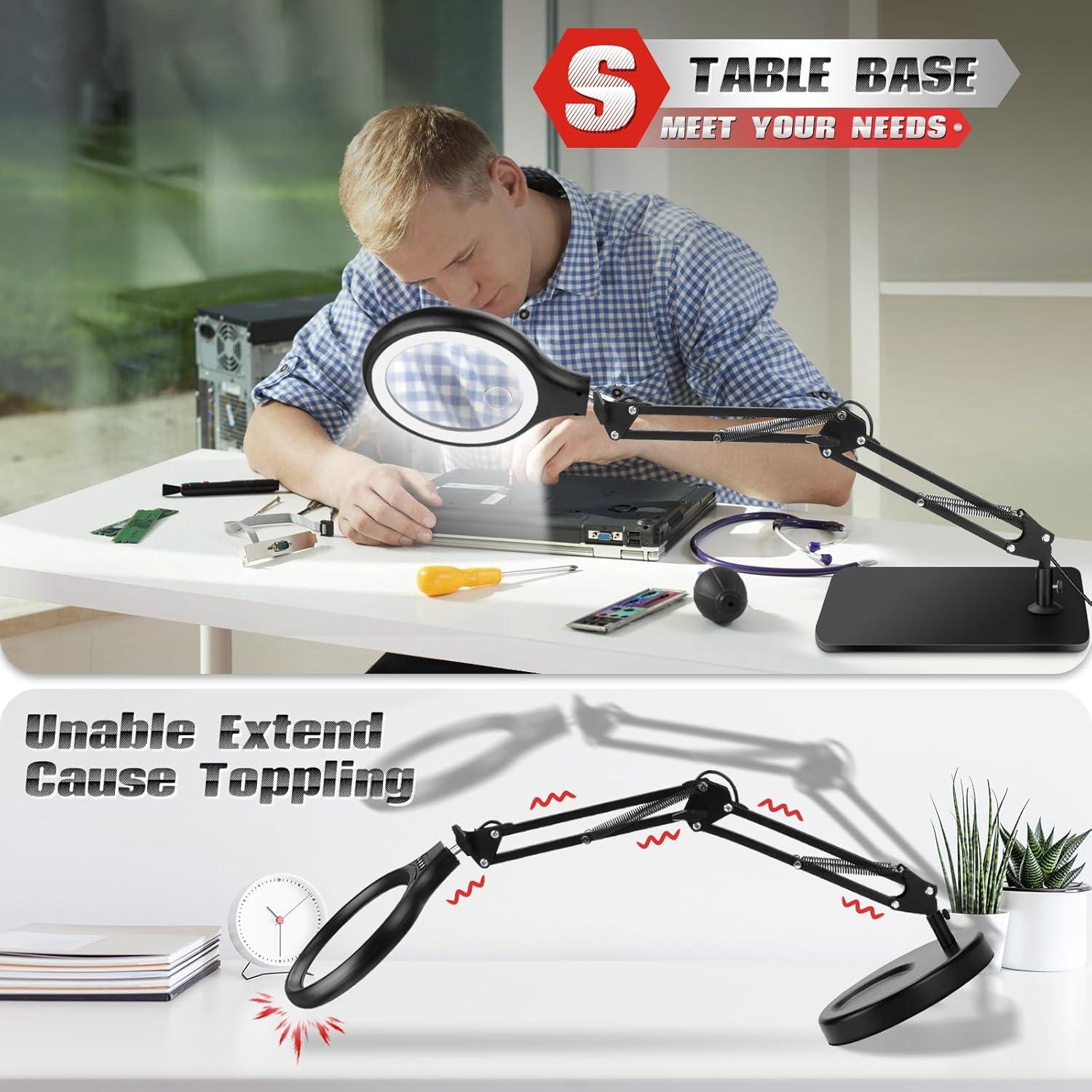 Lupa LED 10X 30X NZQXJXZ con Soporte y Luz Regulable