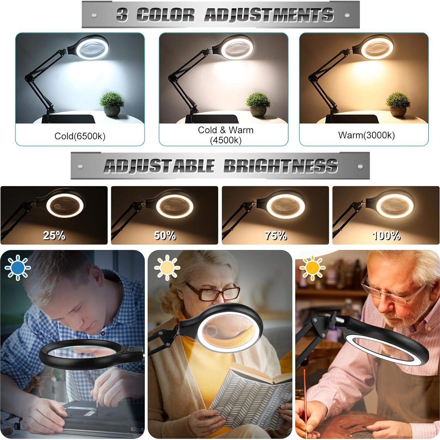 Lupa LED 10X 30X NZQXJXZ con Soporte y Luz Regulable