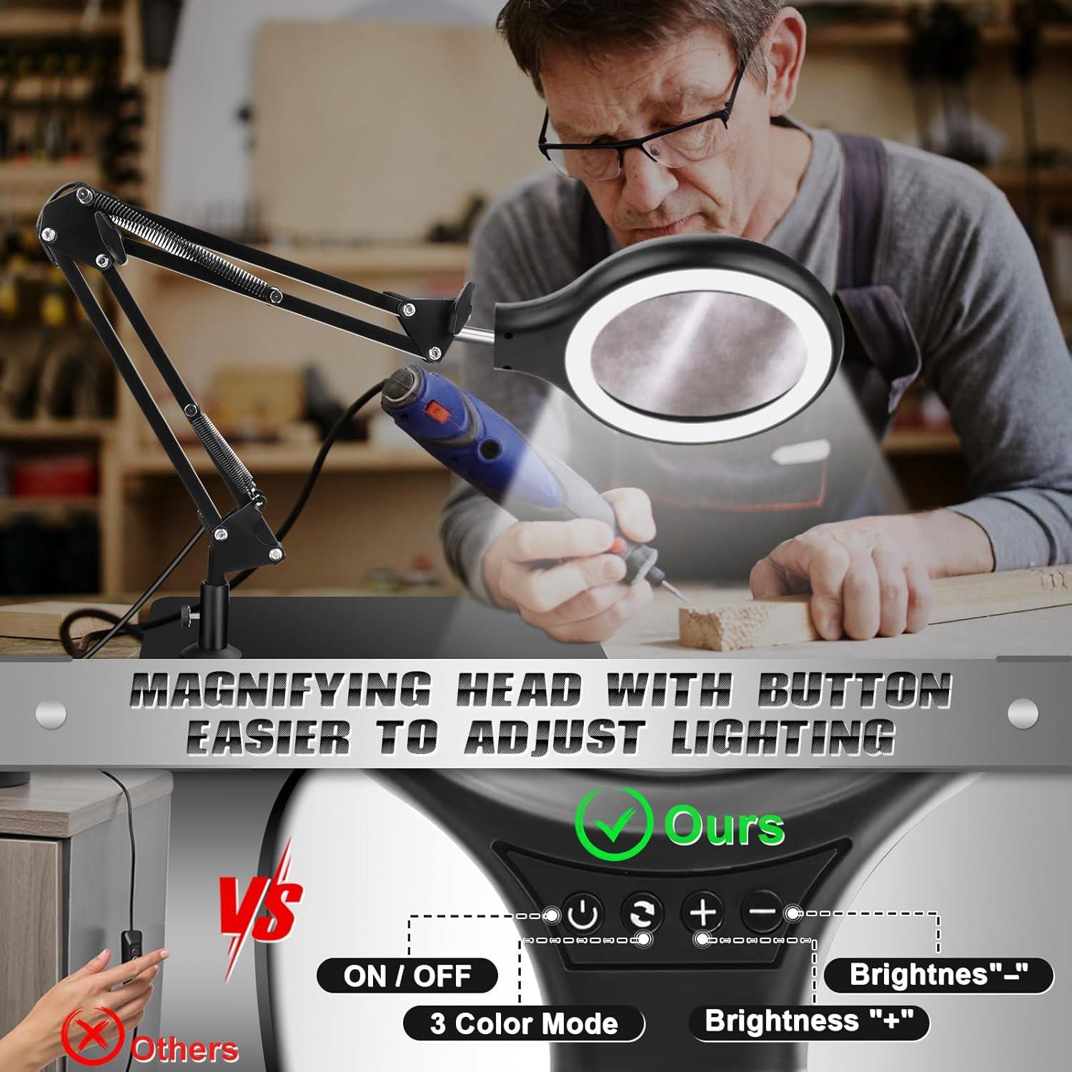 Lupa LED 10X 30X NZQXJXZ con Soporte y Luz Regulable