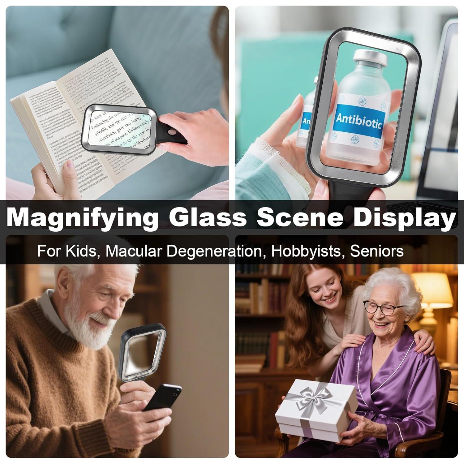 Lupa de Mano GABORISH 10X Recargable con Luz LED Ajustable