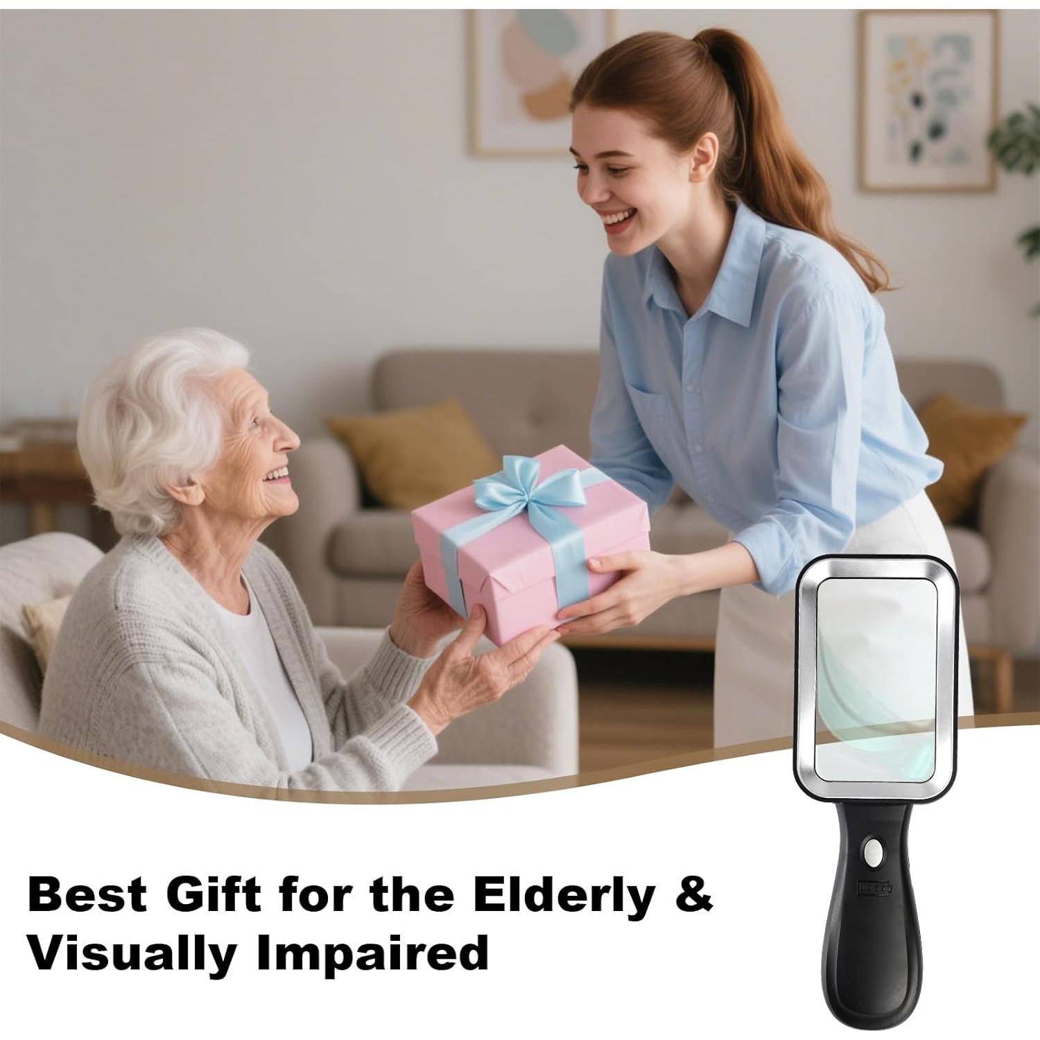 Lupa de Mano GABORISH 10X Recargable con Luz LED Ajustable