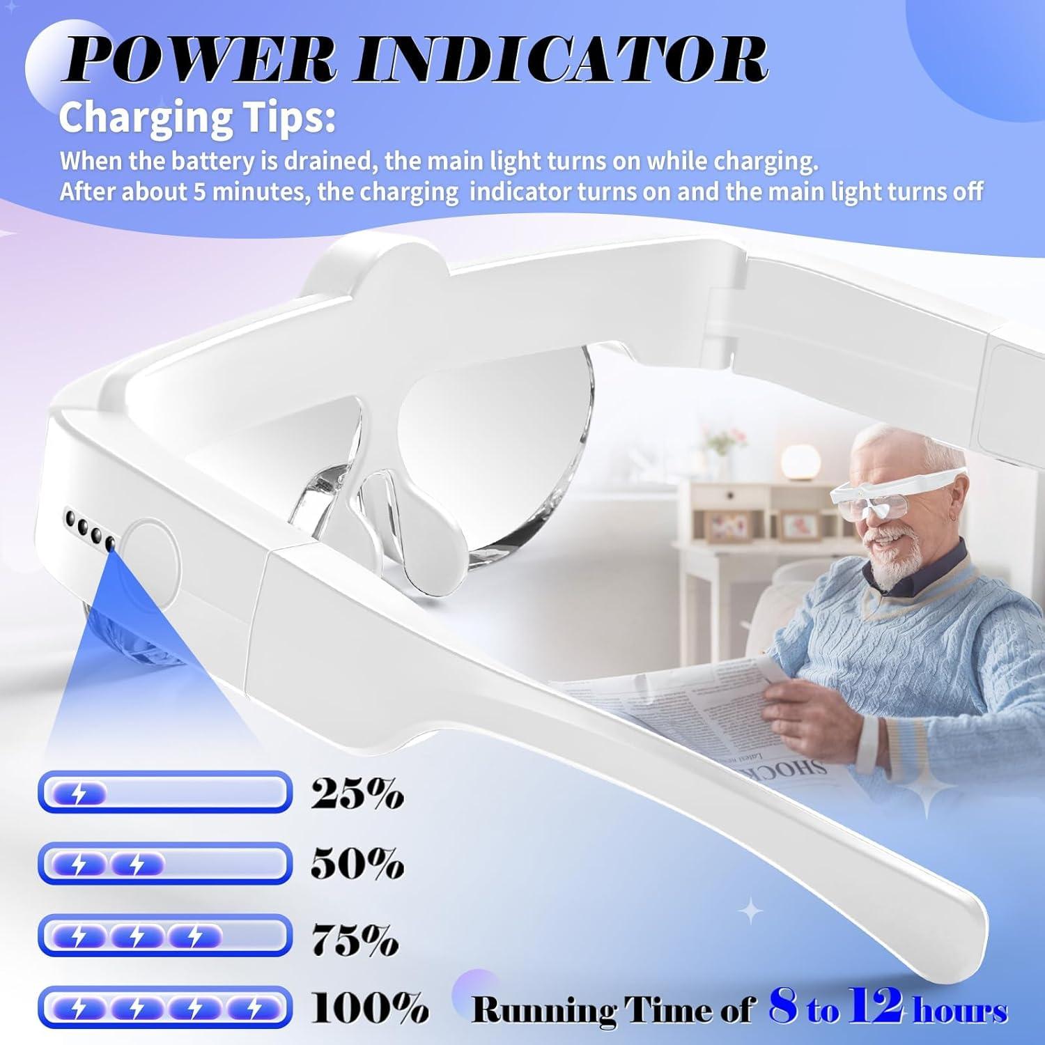 Gafas de Aumento HQGZQL 5X 3.5X 2.5X 1.5X con Luz LED