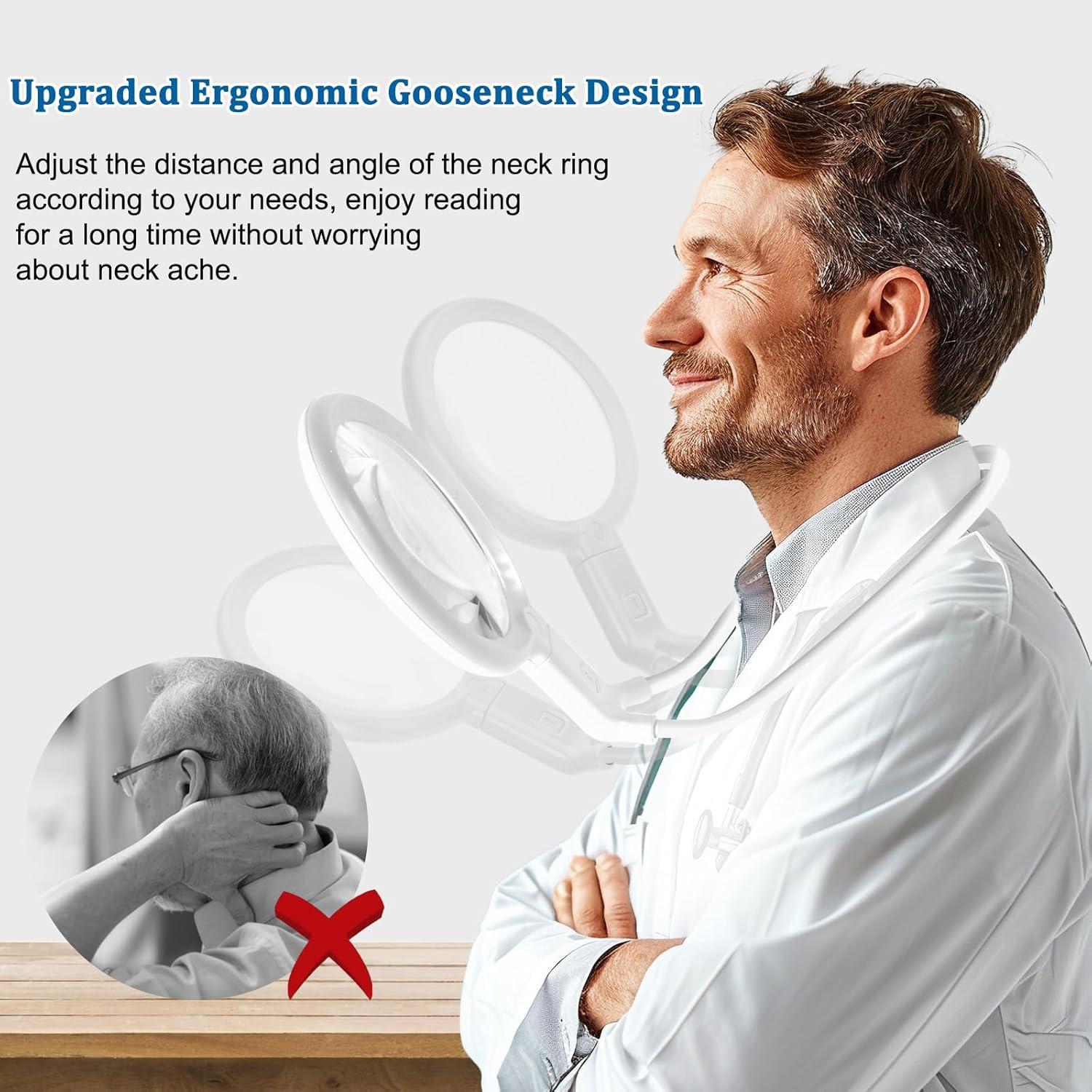 Lupa de Cuello Manos Libres GABORISH 10X con Luz LED 36