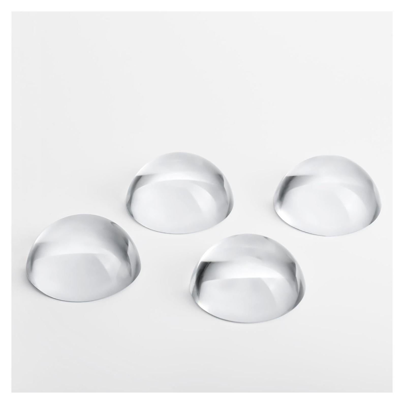 QFkris 4Pcs 1.9inch Crystal Dome Magnifying Paperweight, Clear Distortion-Free Optics Convex Lens Set for Physics Classroom Home Decor Graduation Gifts