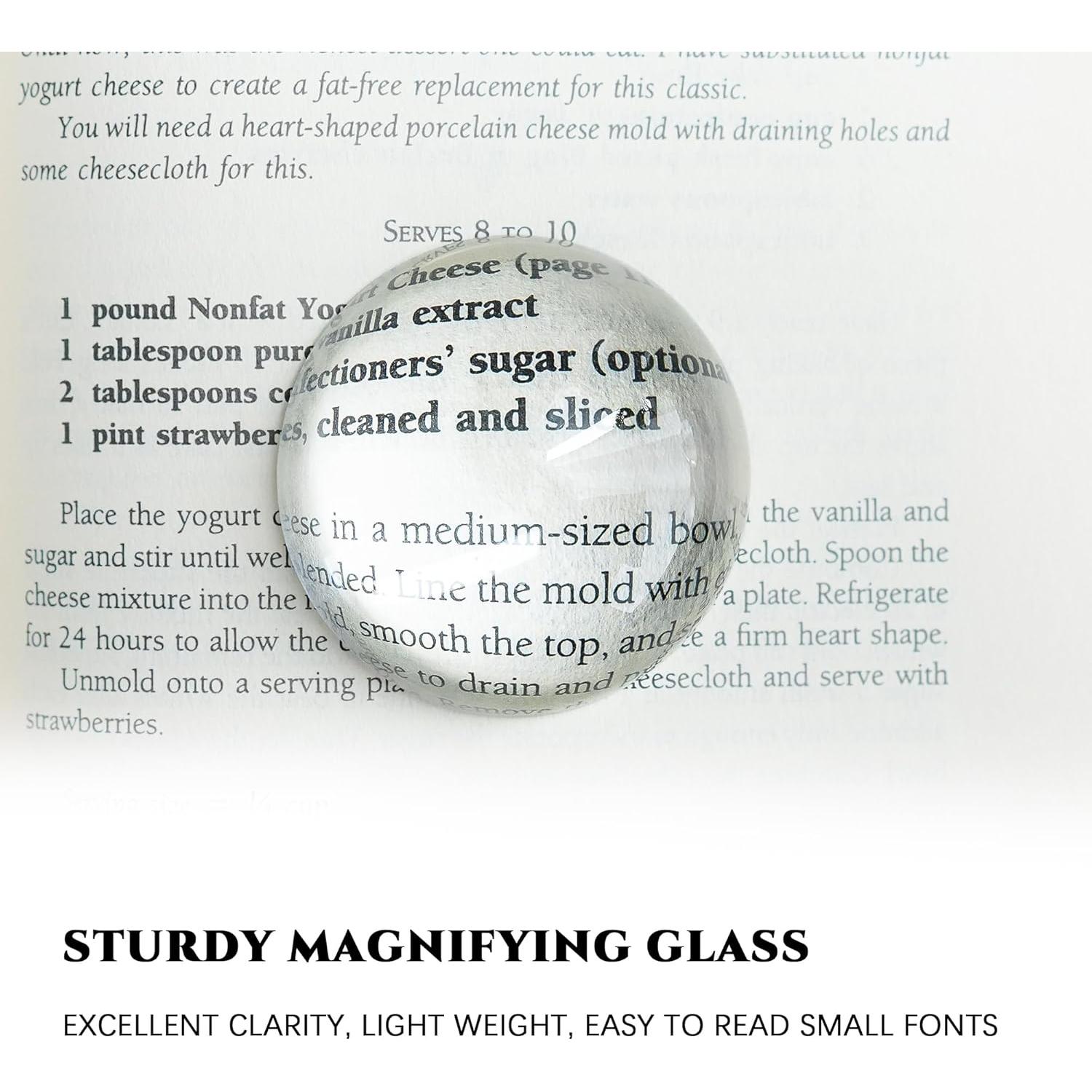 QFkris 4Pcs 1.9inch Crystal Dome Magnifying Paperweight, Clear Distortion-Free Optics Convex Lens Set for Physics Classroom Home Decor Graduation Gifts