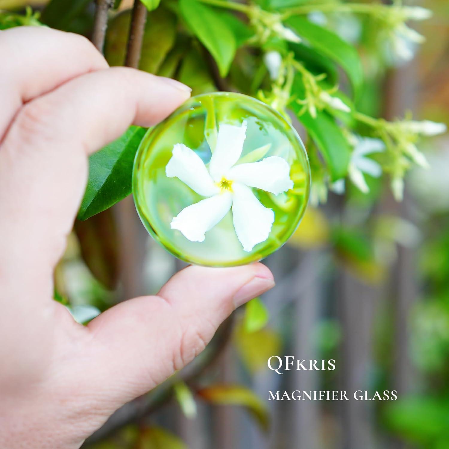 QFkris 4Pcs 1.9inch Crystal Dome Magnifying Paperweight, Clear Distortion-Free Optics Convex Lens Set for Physics Classroom Home Decor Graduation Gifts