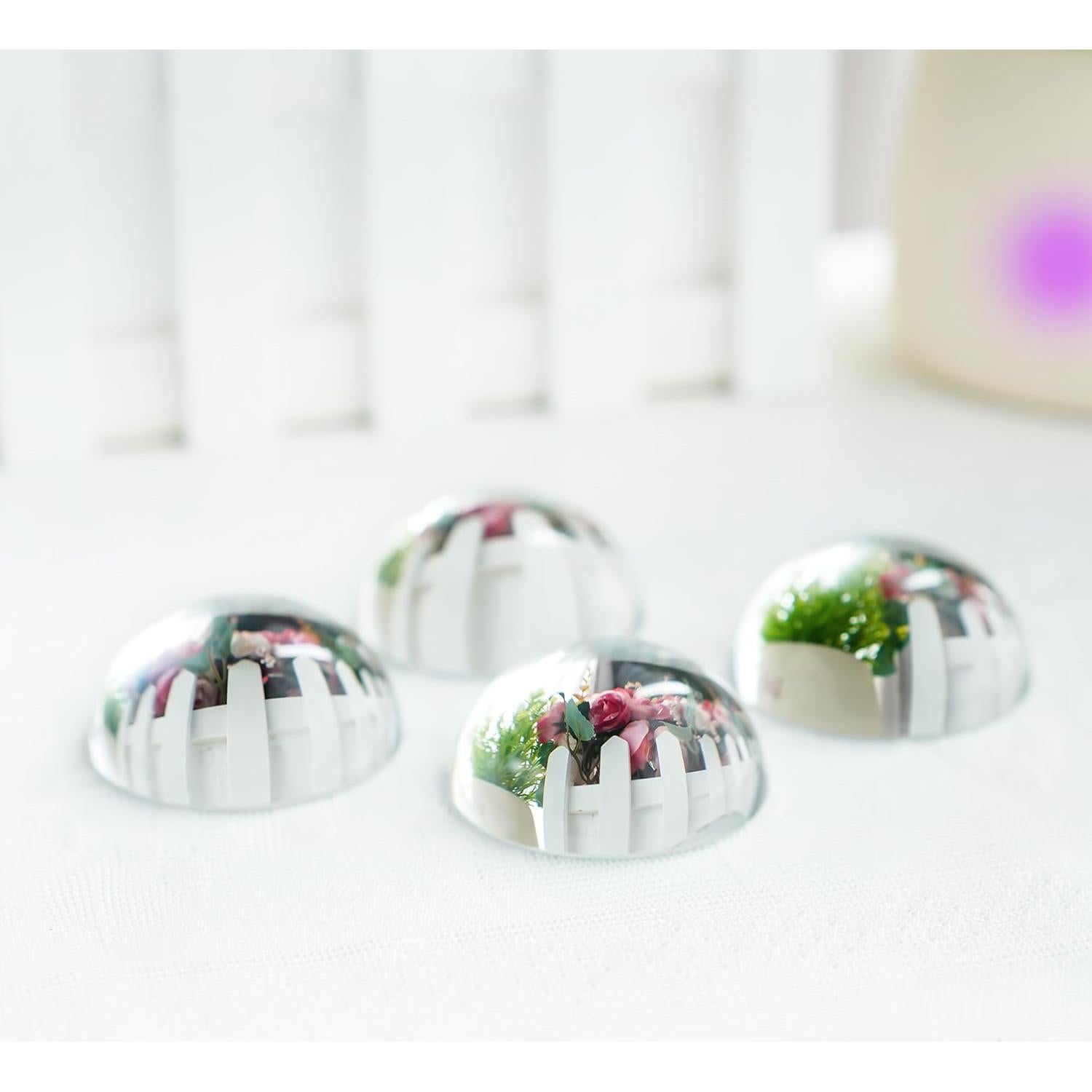 QFkris 4Pcs 1.9inch Crystal Dome Magnifying Paperweight, Clear Distortion-Free Optics Convex Lens Set for Physics Classroom Home Decor Graduation Gifts