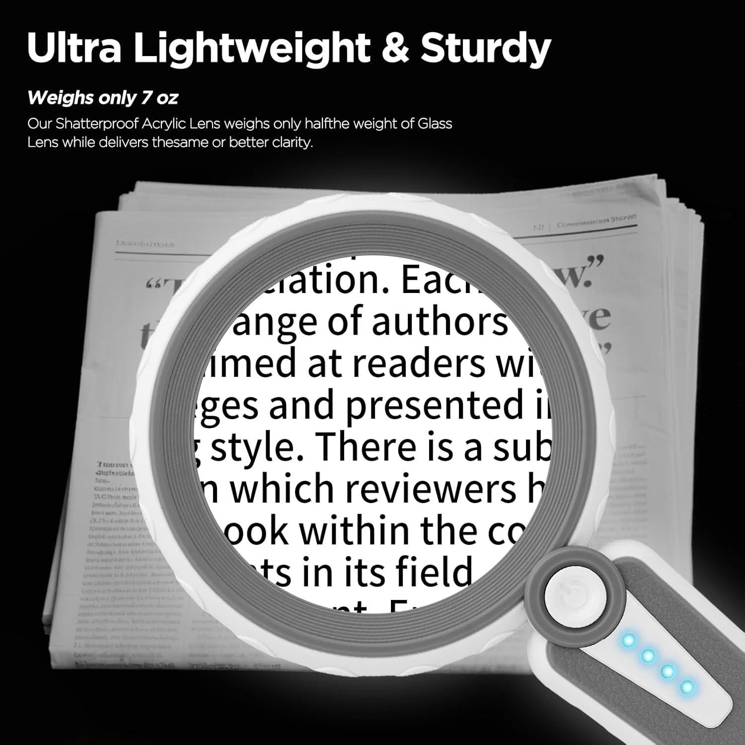 Lupa Huiboer 45X con Luz LED Recargable 11.68 cm