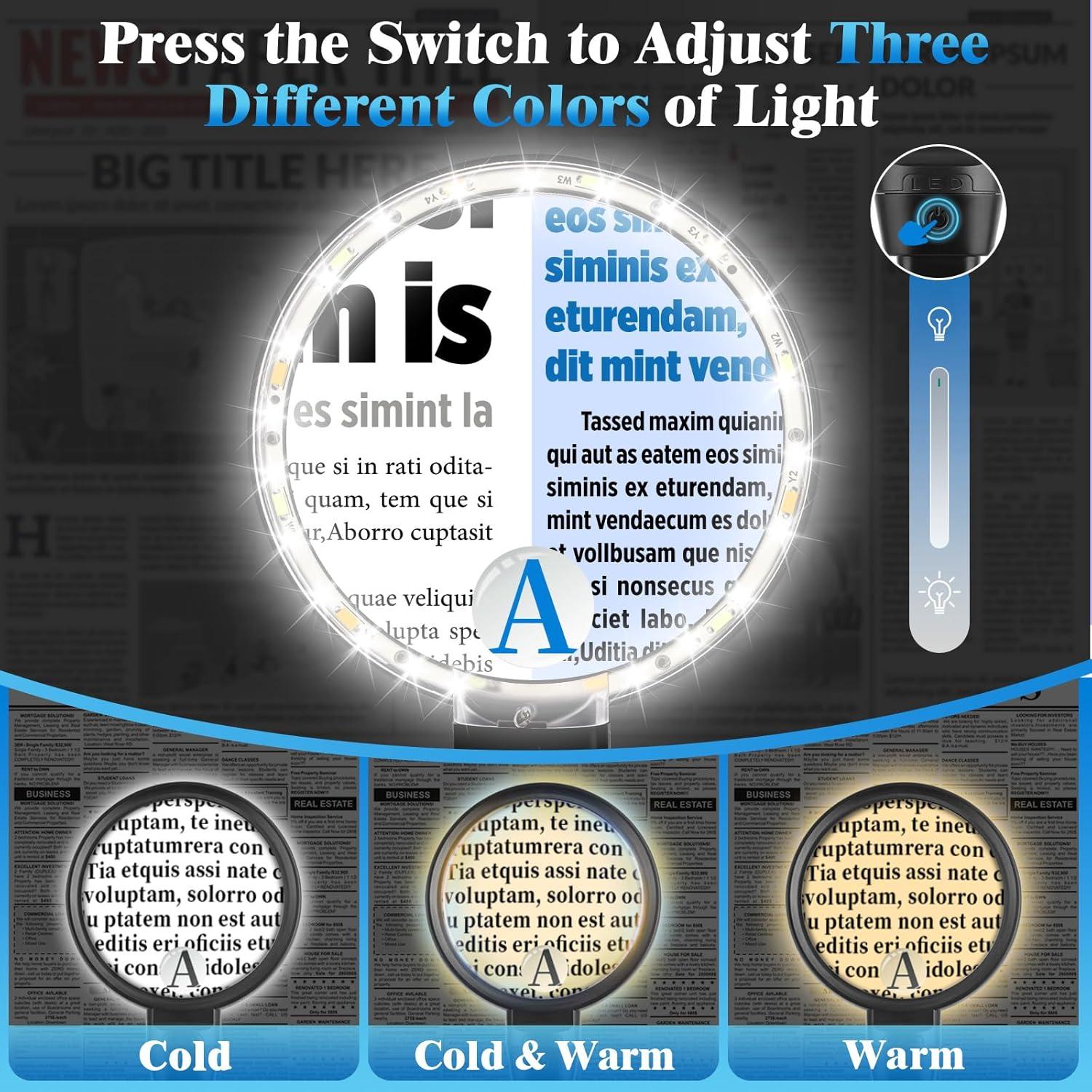 Lupa Iluminada HQGZQL 10-30X con Luz LED Ajustable