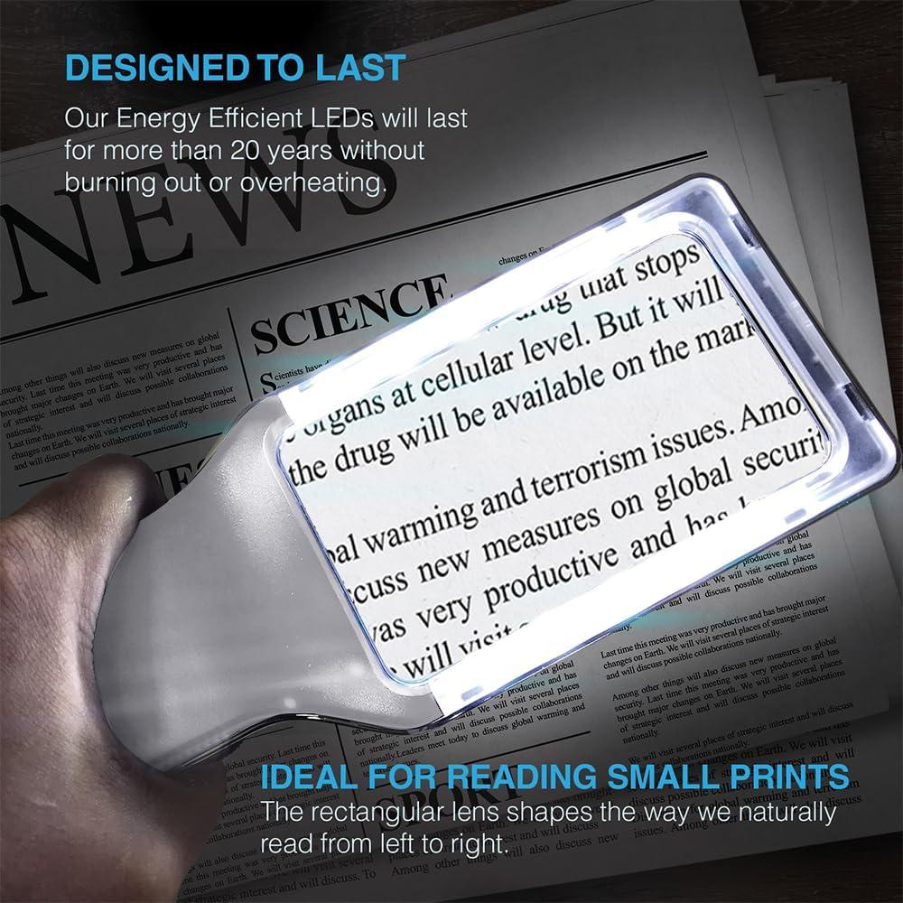 Lupa Recargable Magnipros 6X con Luz LED y Lente Antirreflejo