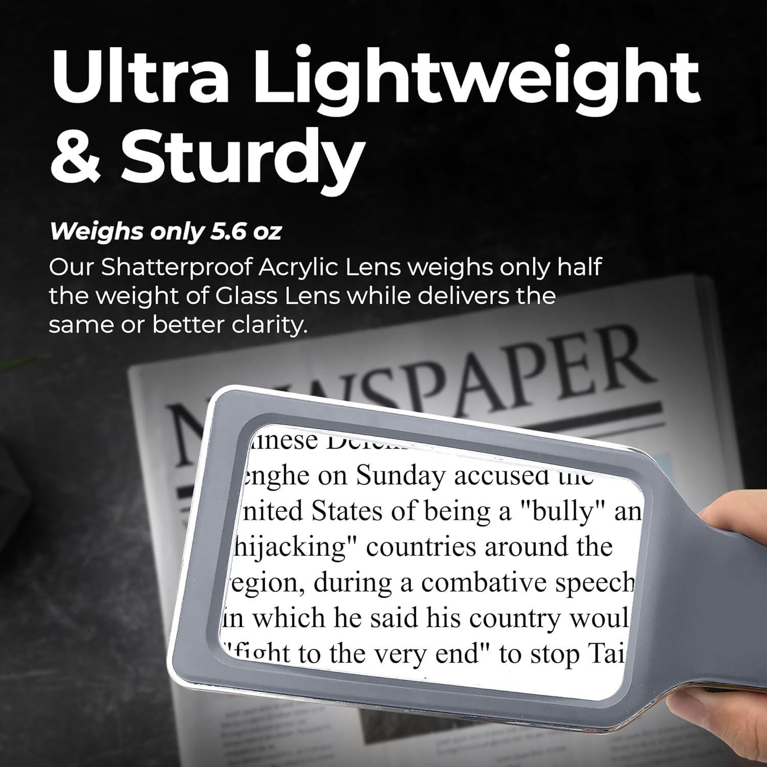 Lupa Recargable Magnipros 6X con Luz LED y Lente Antirreflejo