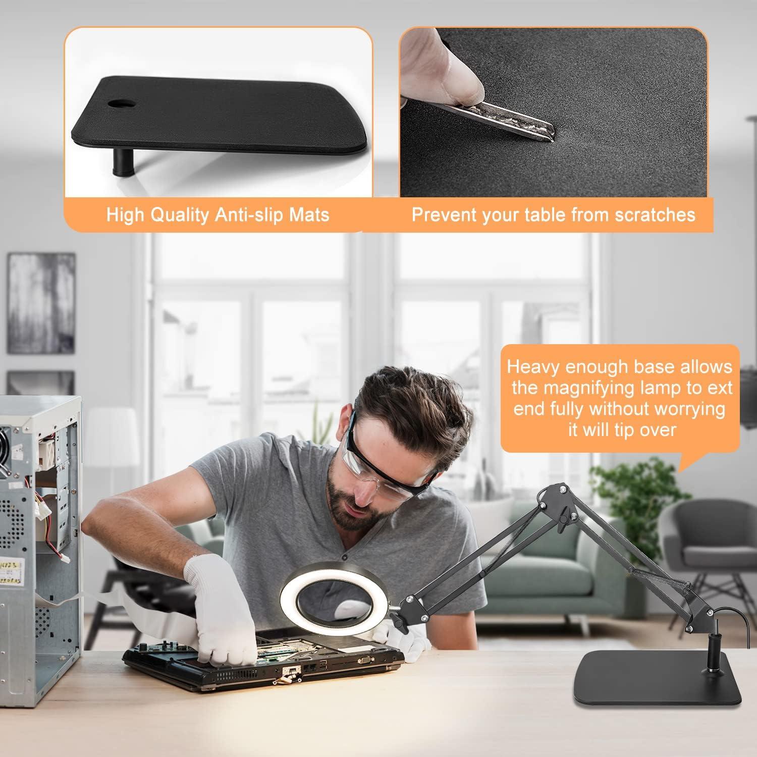 Lupa de Escritorio BAISHUN con Luz 10X 15X Ajustable 360°