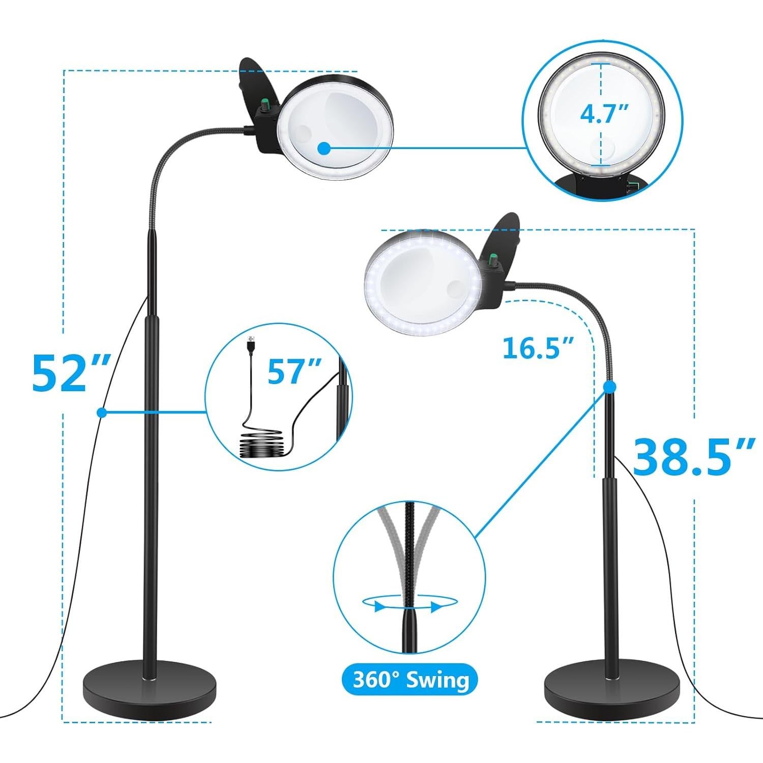 Lupa de Piso con Luz JUOIFIP 10X 20X Ajustable LED