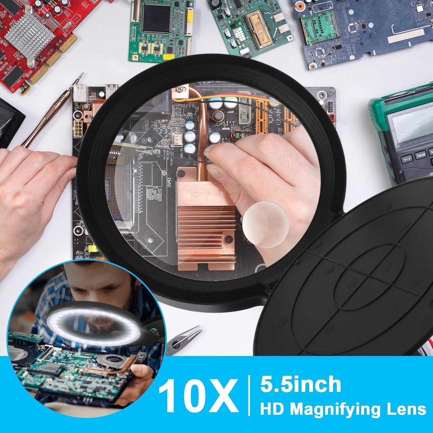 Lupa de Piso con Luz JUOIFIP 10X 20X Ajustable LED