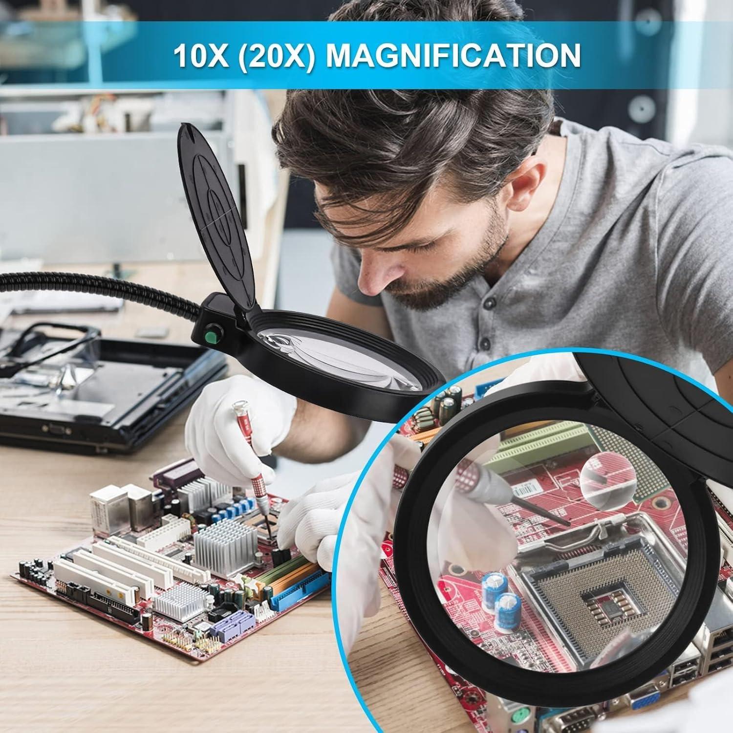 Lupa de Piso con Luz JUOIFIP 10X 20X Ajustable LED