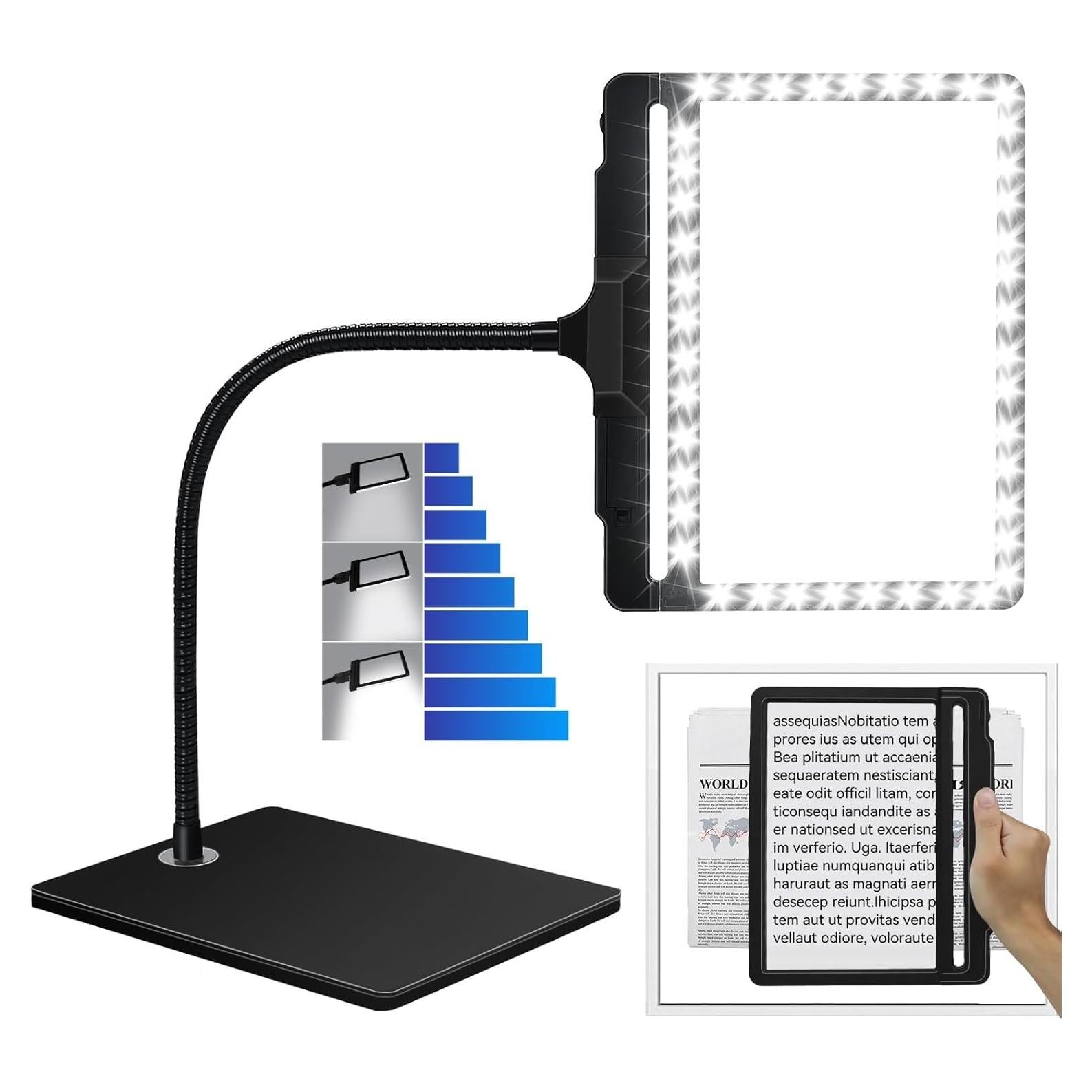 Lupa de Escritorio HQGZQL 5X con Luz LED y Soporte Flexible