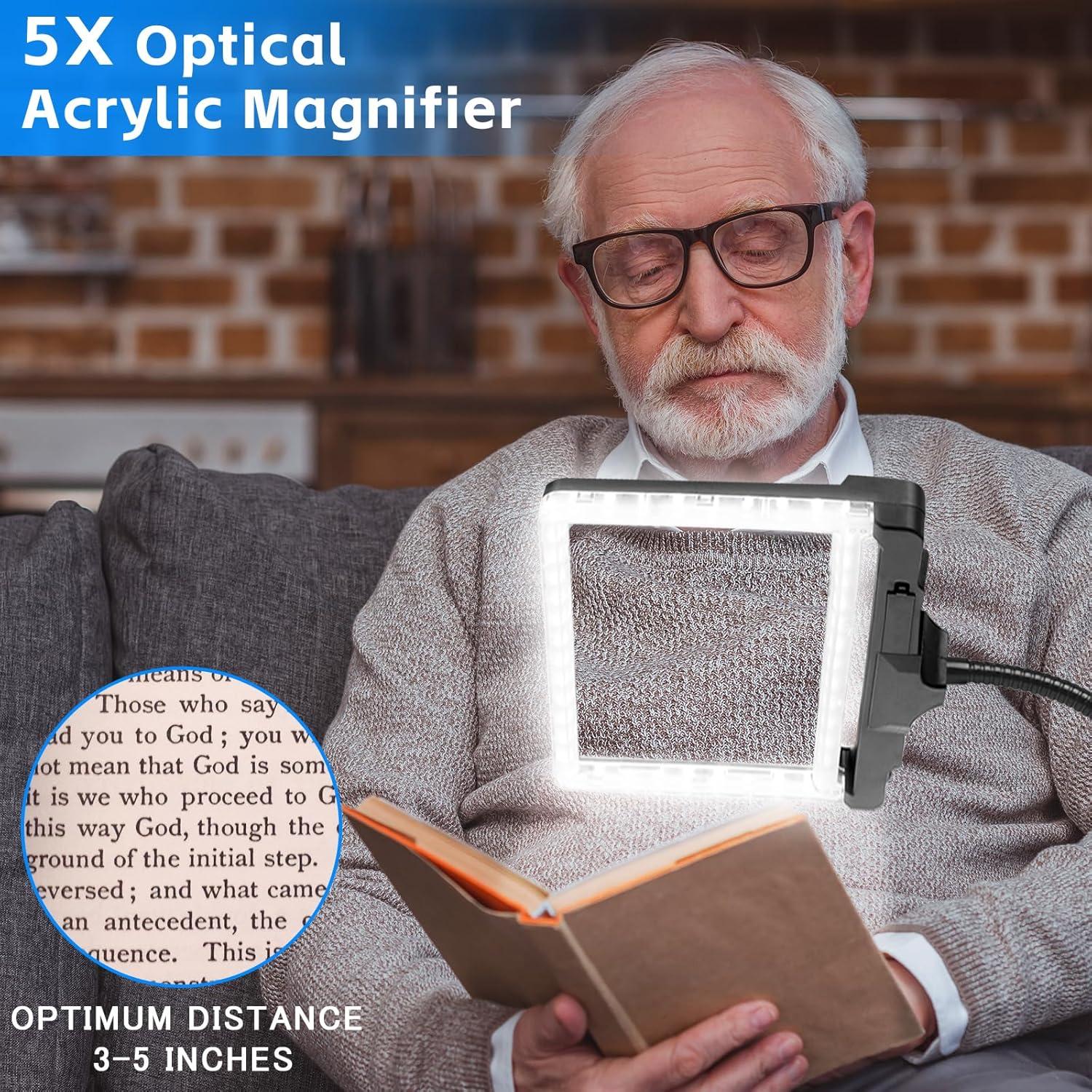 Lupa de Escritorio HQGZQL 5X con Luz LED y Soporte Flexible