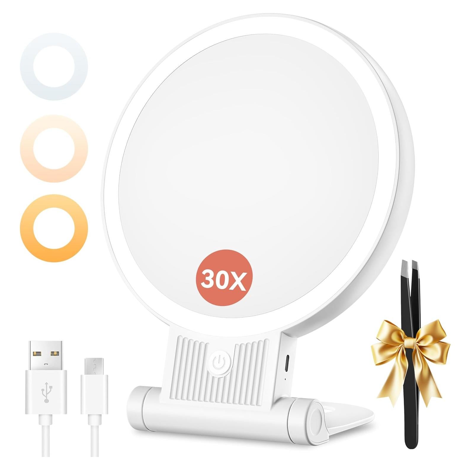 Espejo de Aumento Auxmir 1X/30X con Luz LED Ajustable