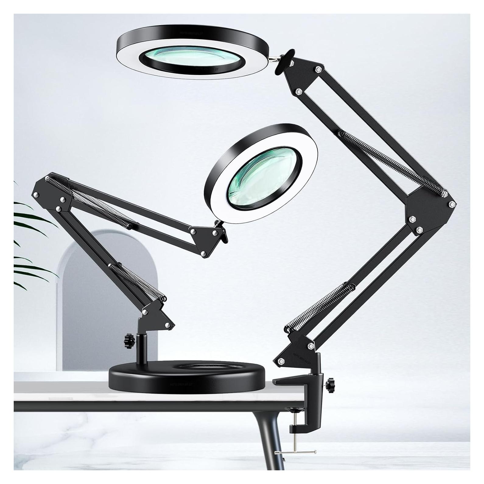 Lupa HITTI 10X con Luz LED y Abrazadera, 1800 Lúmenes