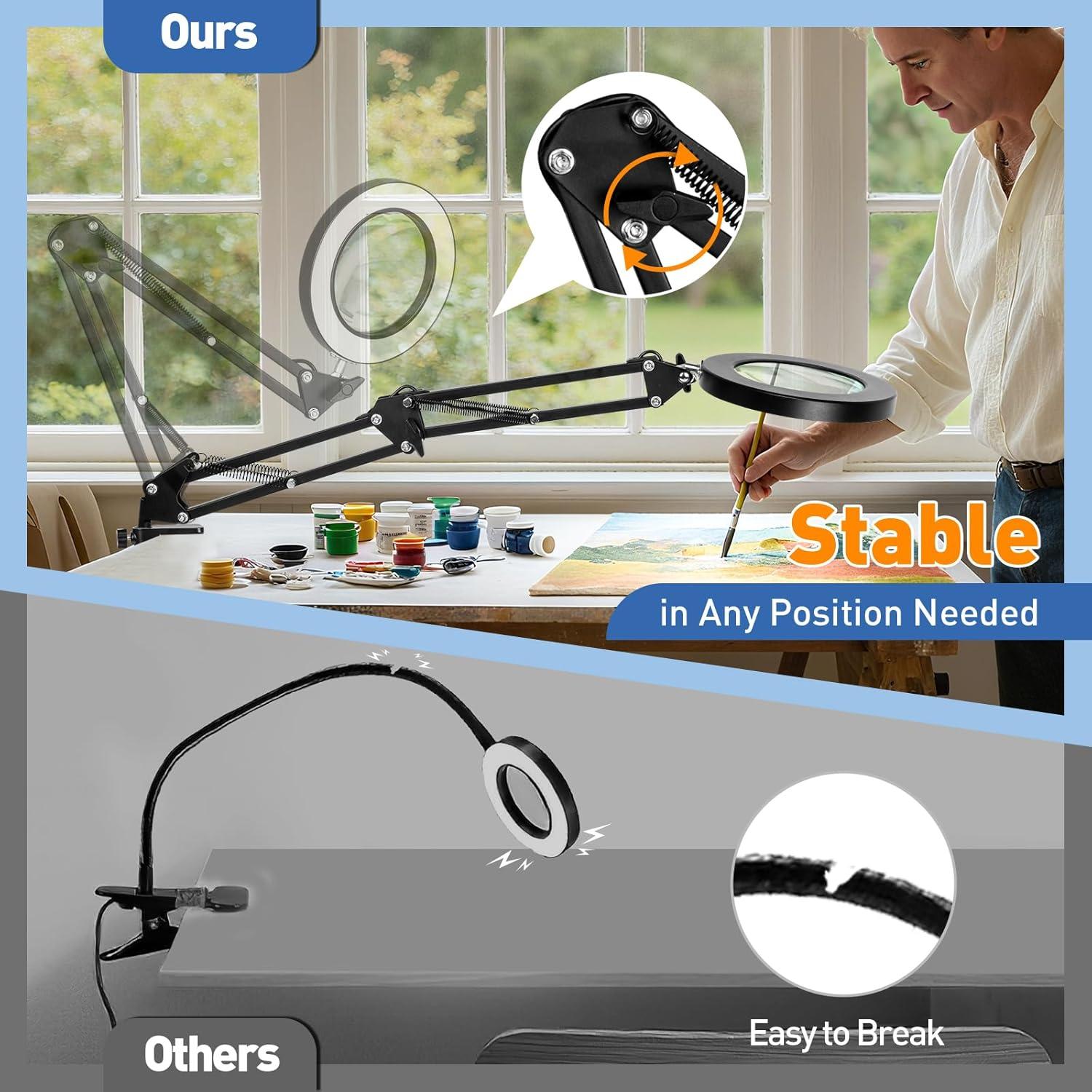 Lupa HITTI 10X con Luz LED y Abrazadera, 1800 Lúmenes