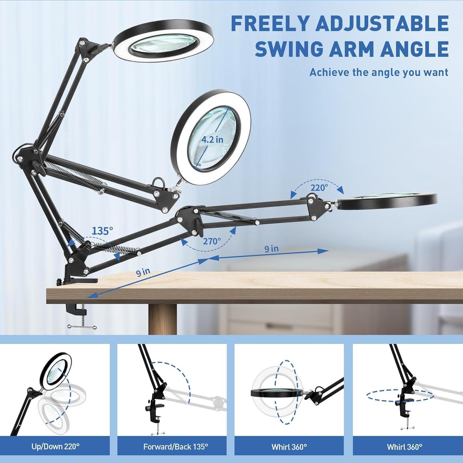 Lupa HITTI 10X con Luz LED y Abrazadera, 1800 Lúmenes