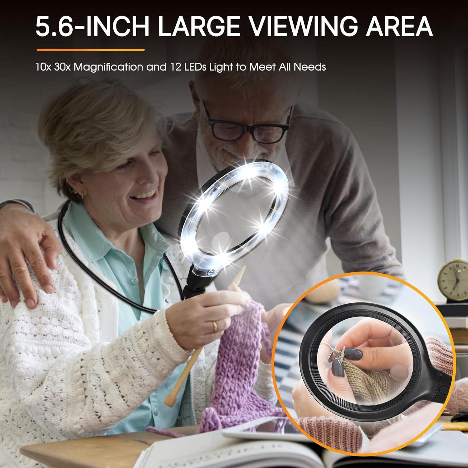Lupa de Mano Huiboer 15X con Luz LED Recargable 1200mAh