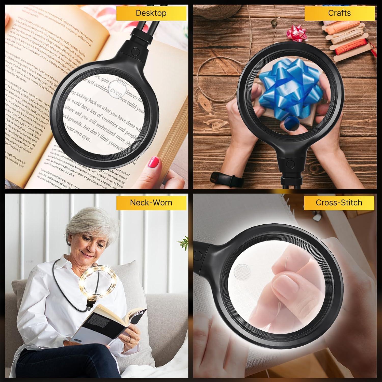 Lupa de Mano Huiboer 15X con Luz LED Recargable 1200mAh