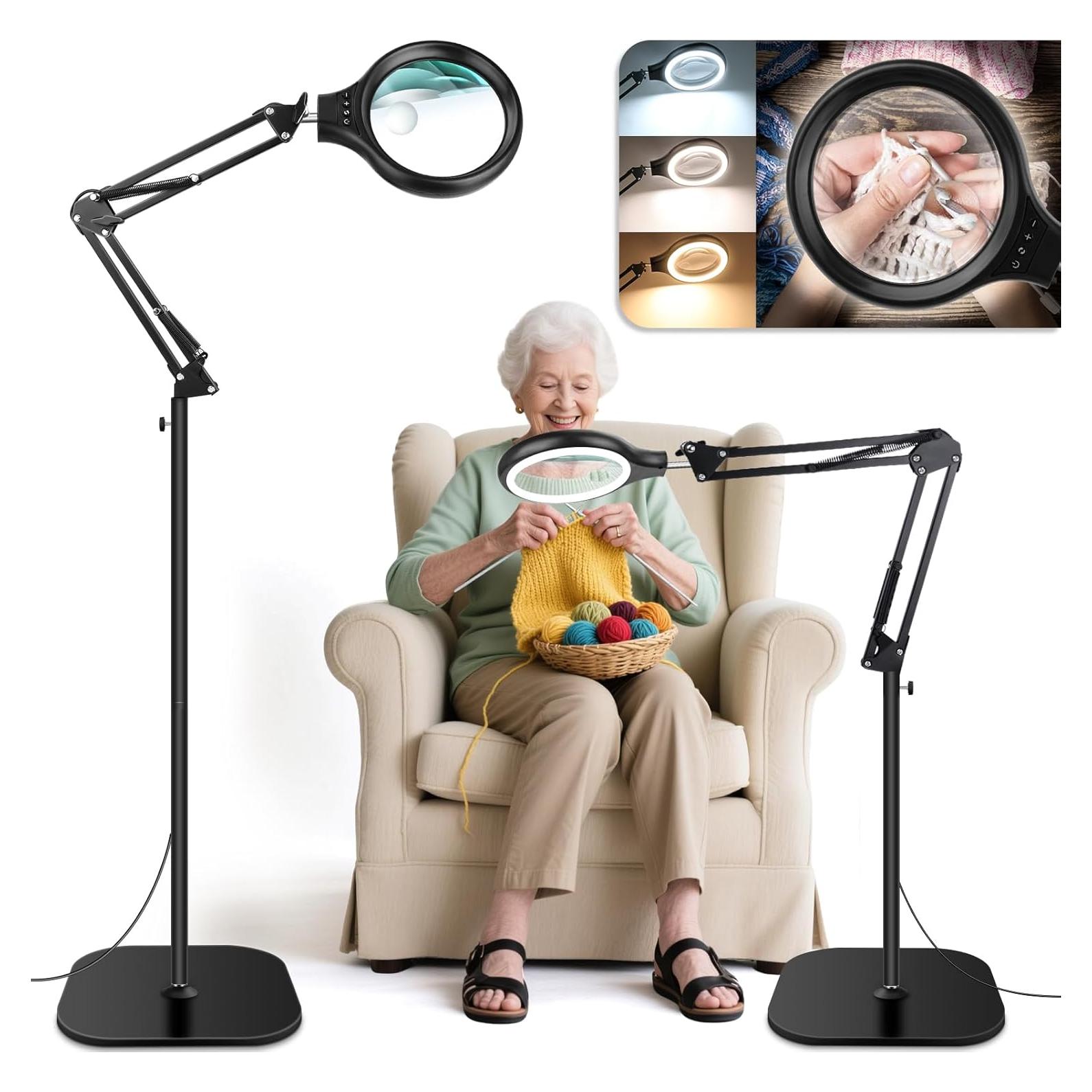 Lupa de Piso HQGZQL 30X 10X con Luz LED y Soporte Ajustable